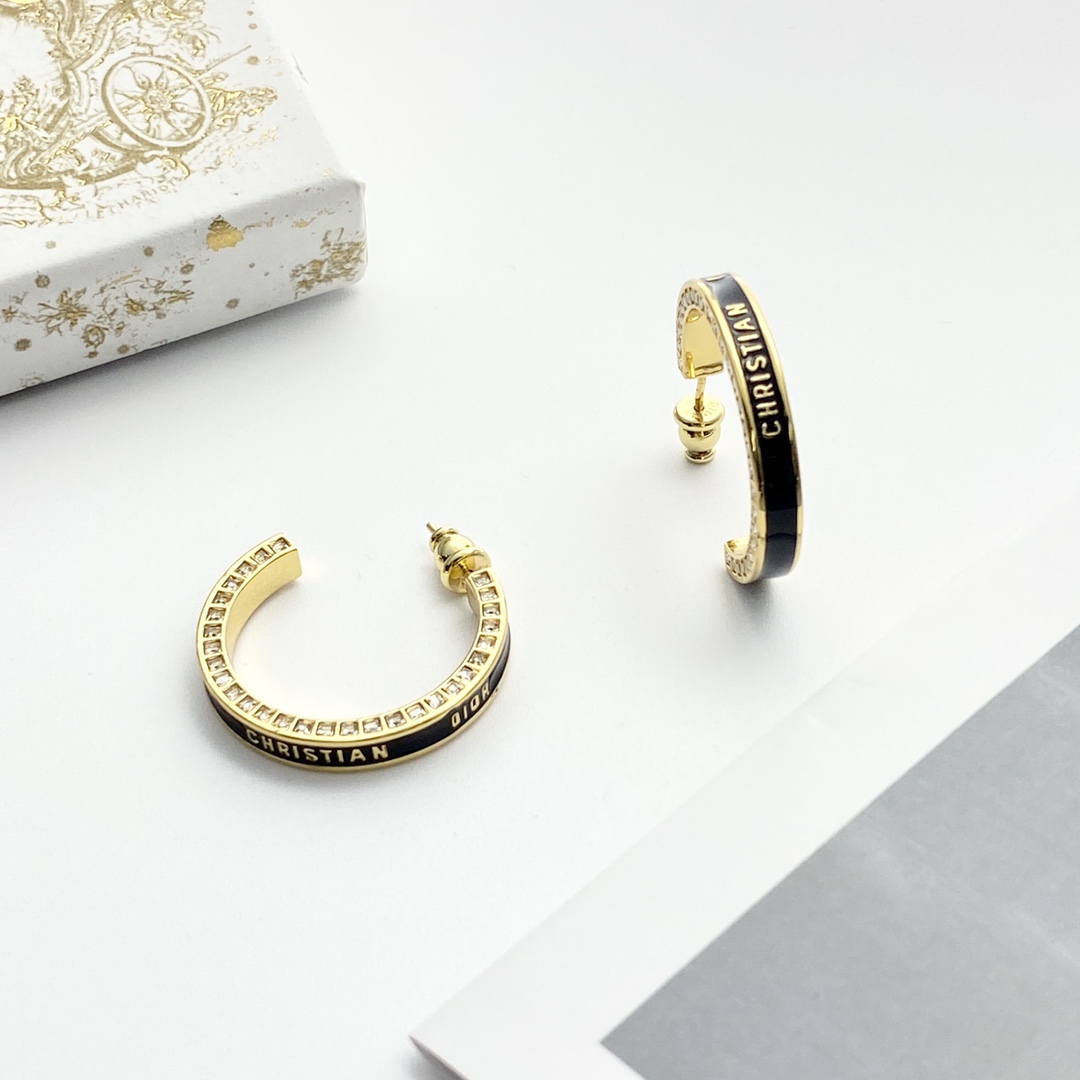 Dior Small Dior Night Code Hoop Earrings - 