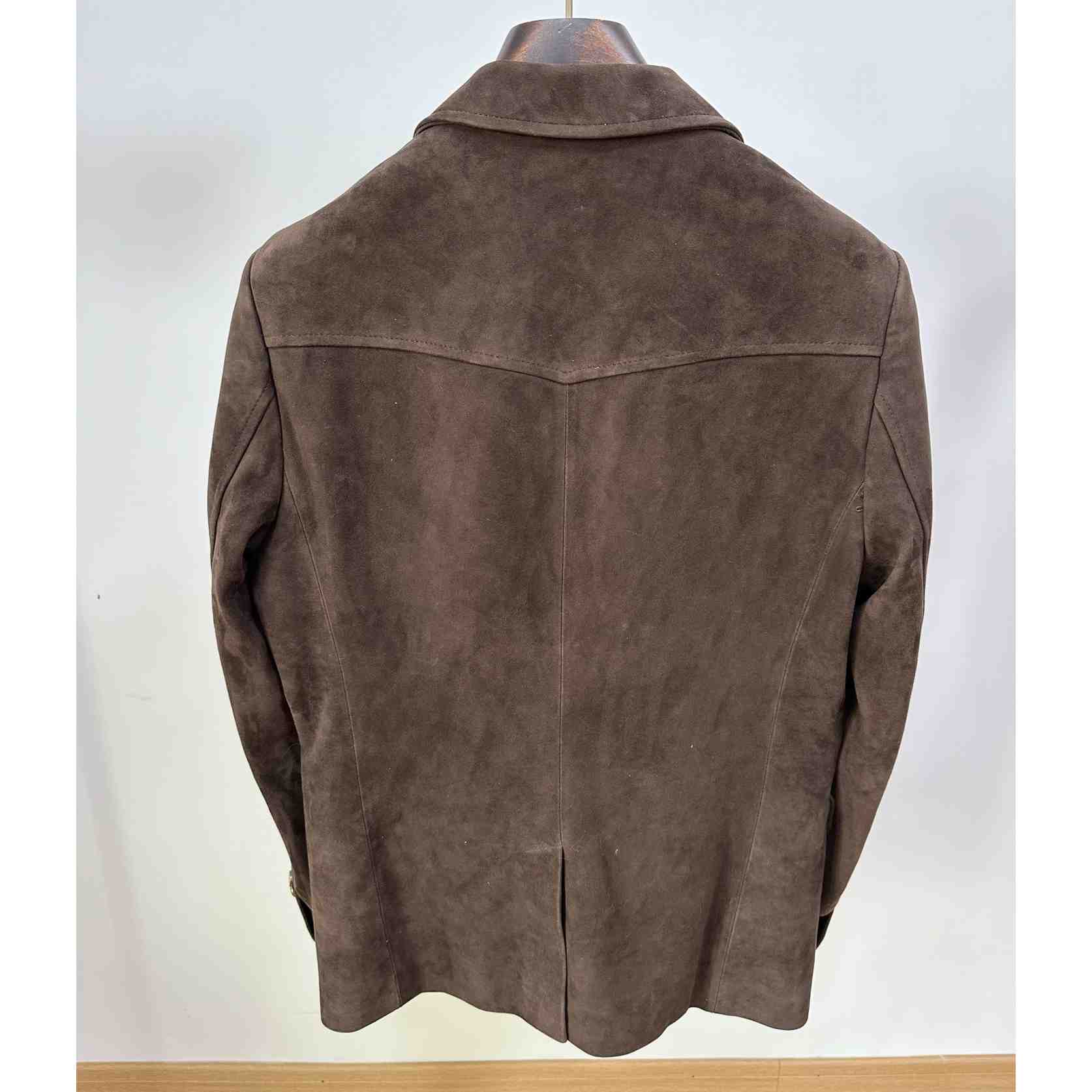 Louis Vuitton Single-Breasted Nubuck Leather Jacket   1AFXFK - 