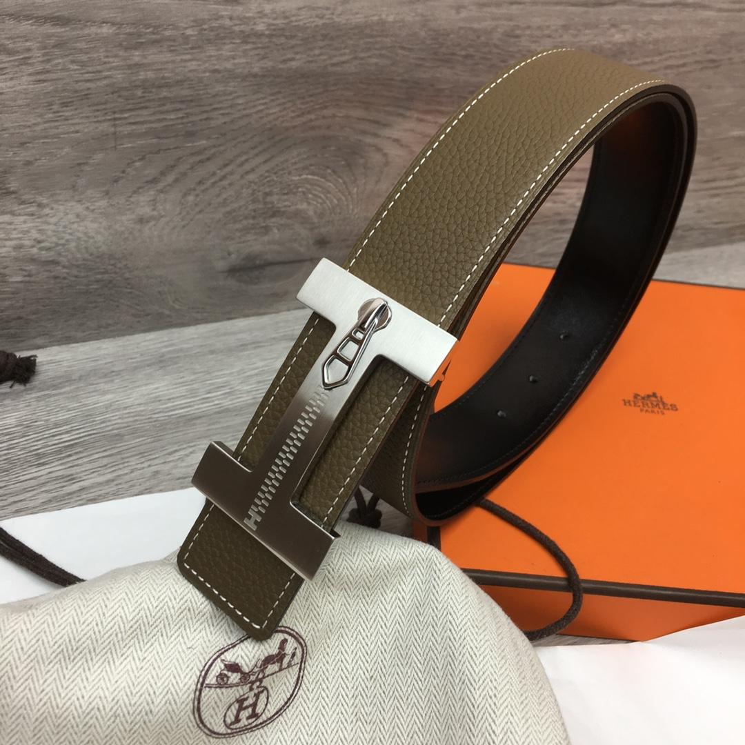 Hermes Leather H Buckle Belt - DesignerGu