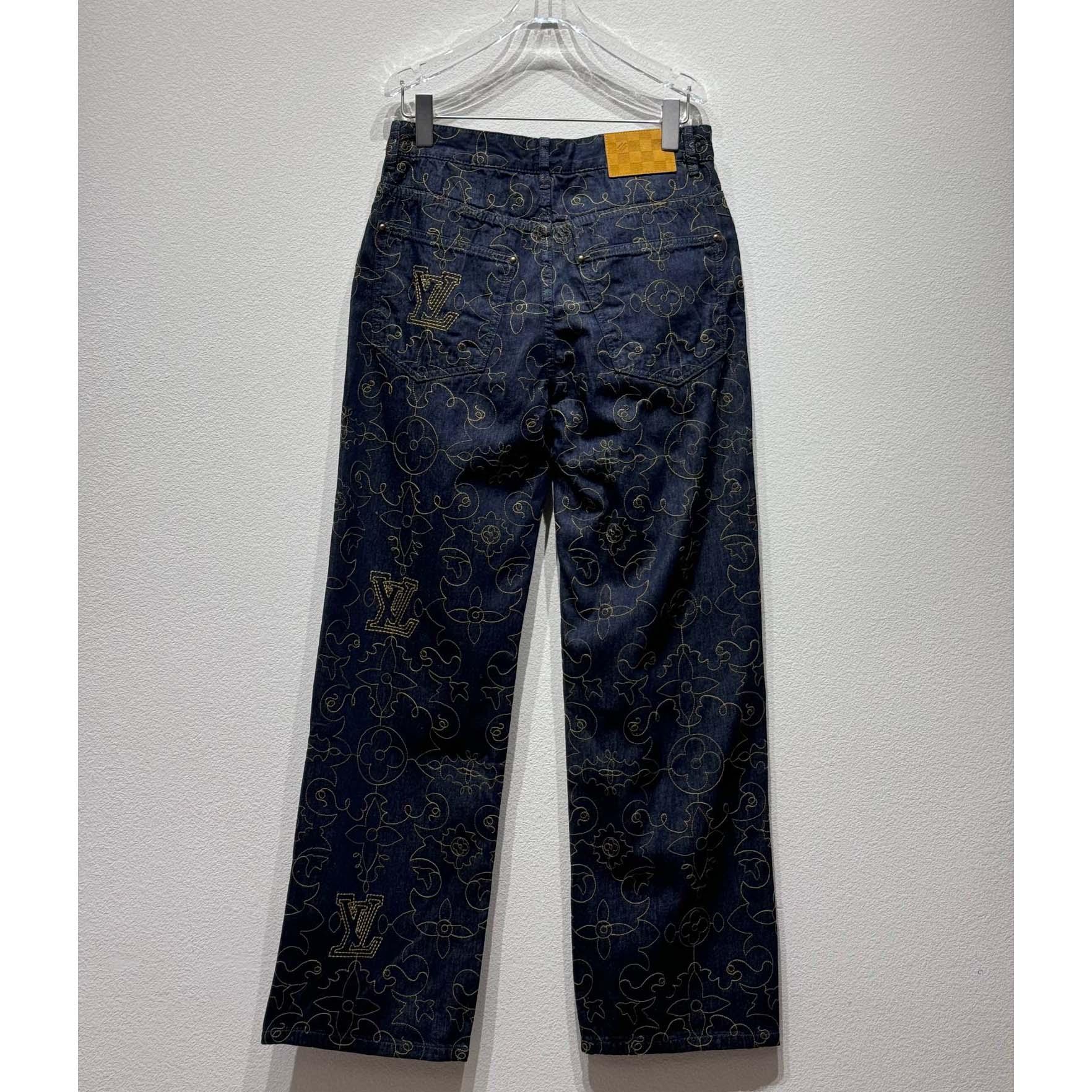 Louis Vuitton Embroidered Denim Pants    - 