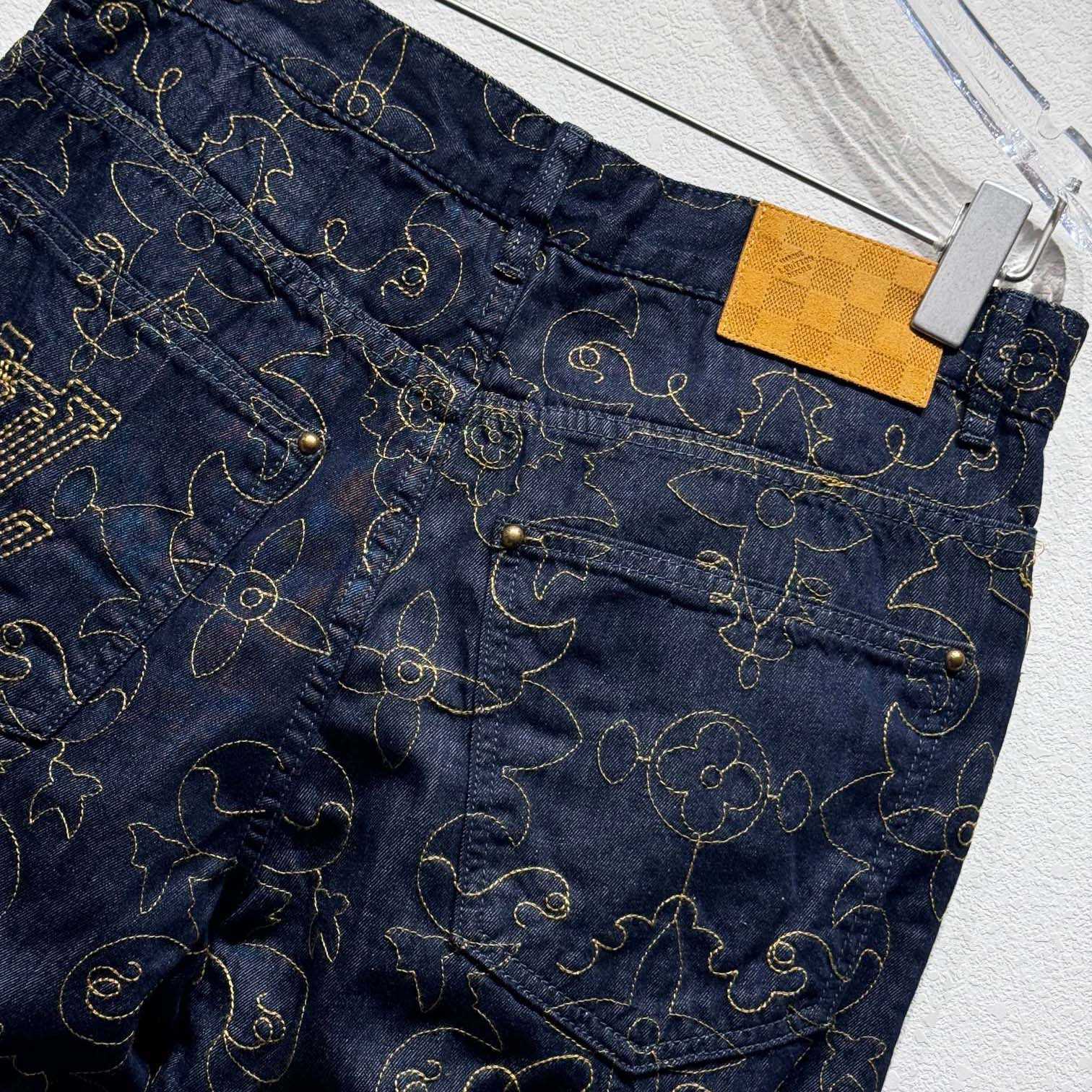 Louis Vuitton Embroidered Denim Pants    - 