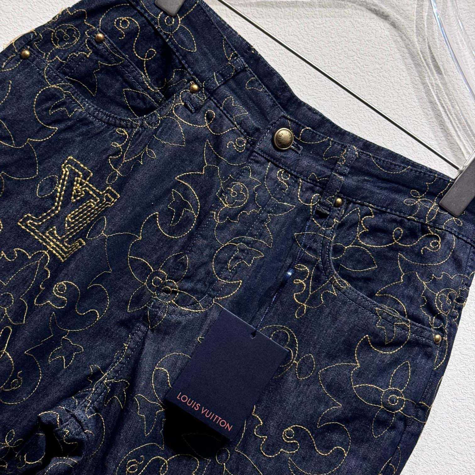 Louis Vuitton Embroidered Denim Pants    - 