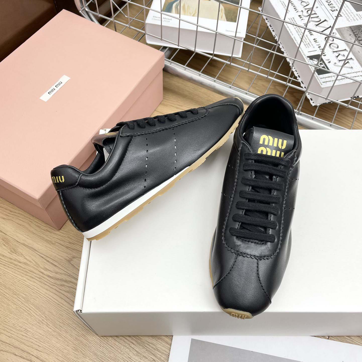 Miu Miu Plume Nappa Leather Sneakers - 