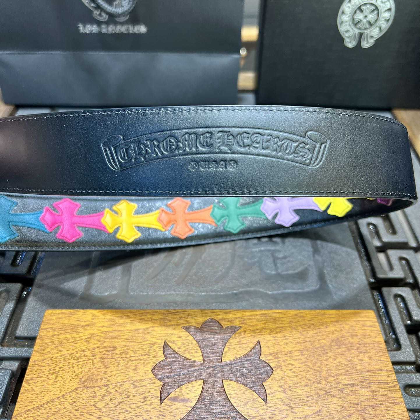 Chrome Hearts Colorful Cross Stitch CH Crochet Belt - 