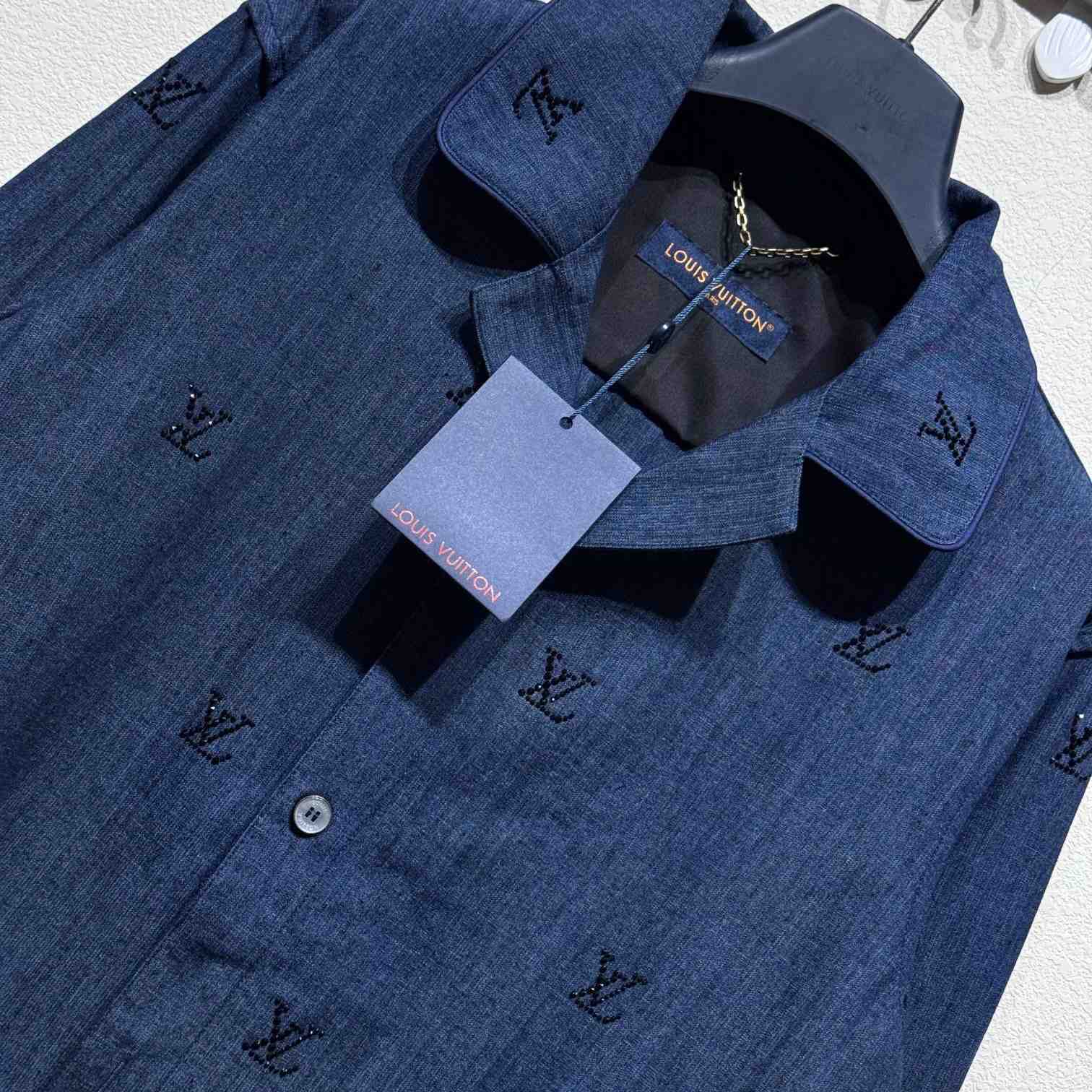 Louis Vuitton LV Blason Embellished Denim Pajama Shirt   1AGJMI - 