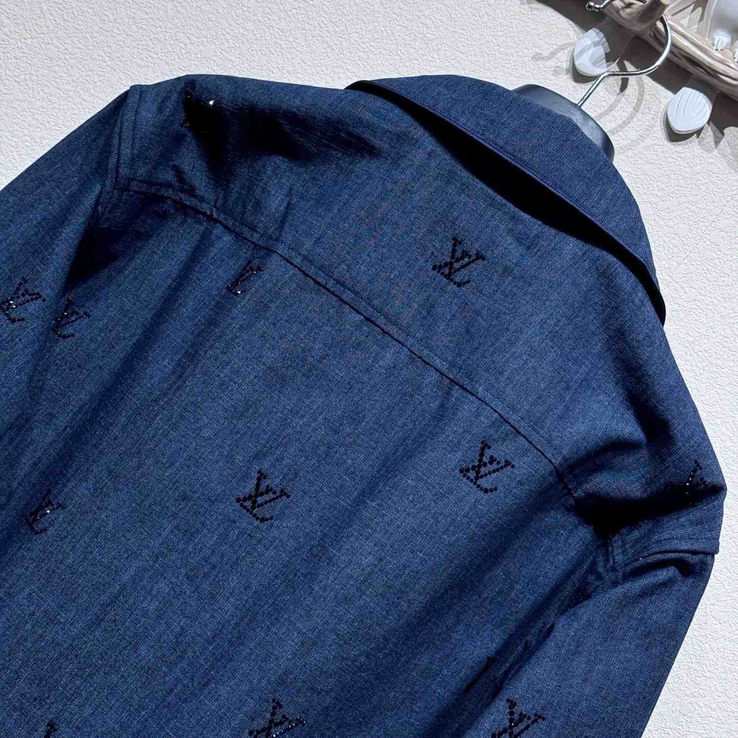 Louis Vuitton LV Blason Embellished Denim Pajama Shirt   1AGJMI - 