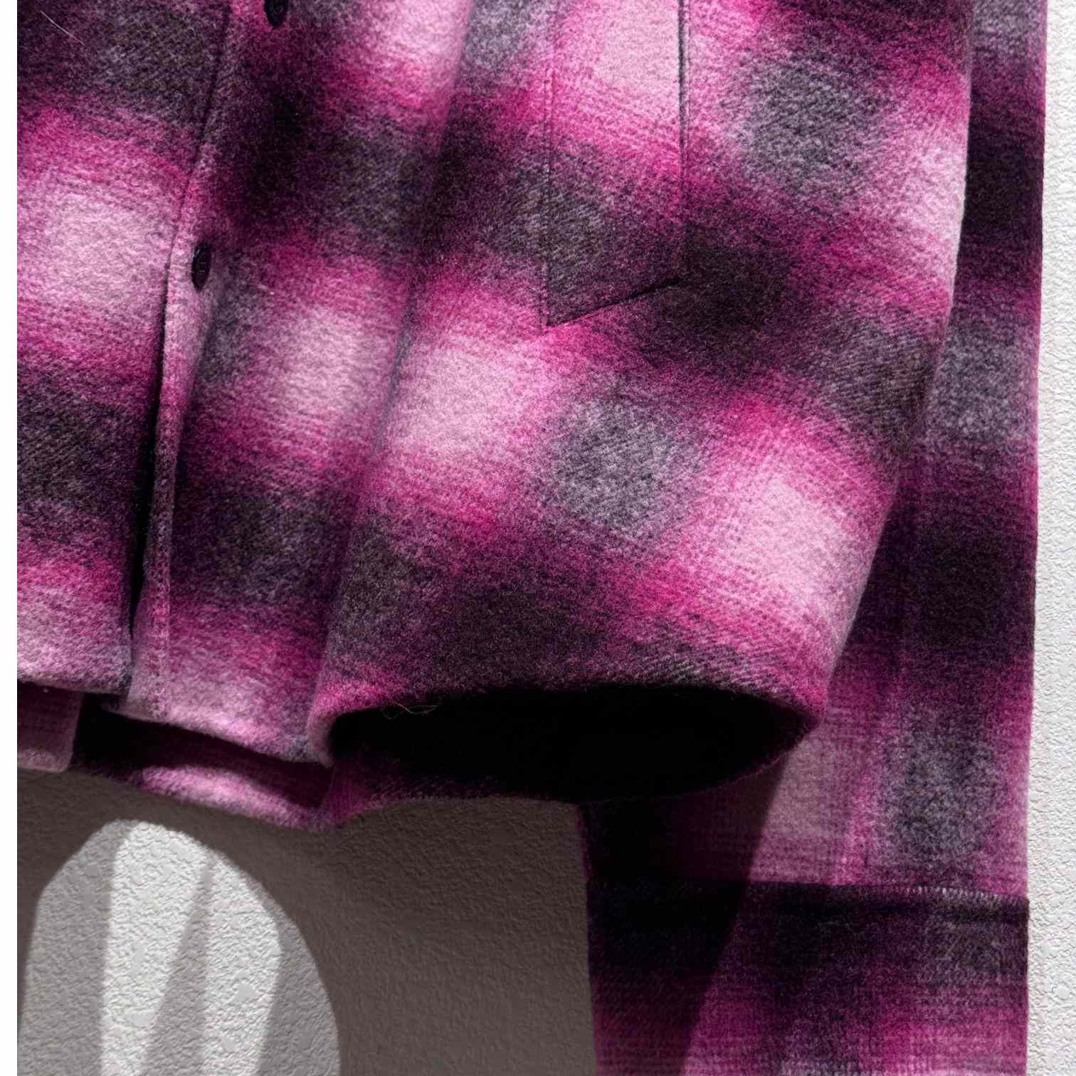 Balenciaga Padded Shirt In Pink And Black Check Flannel - 