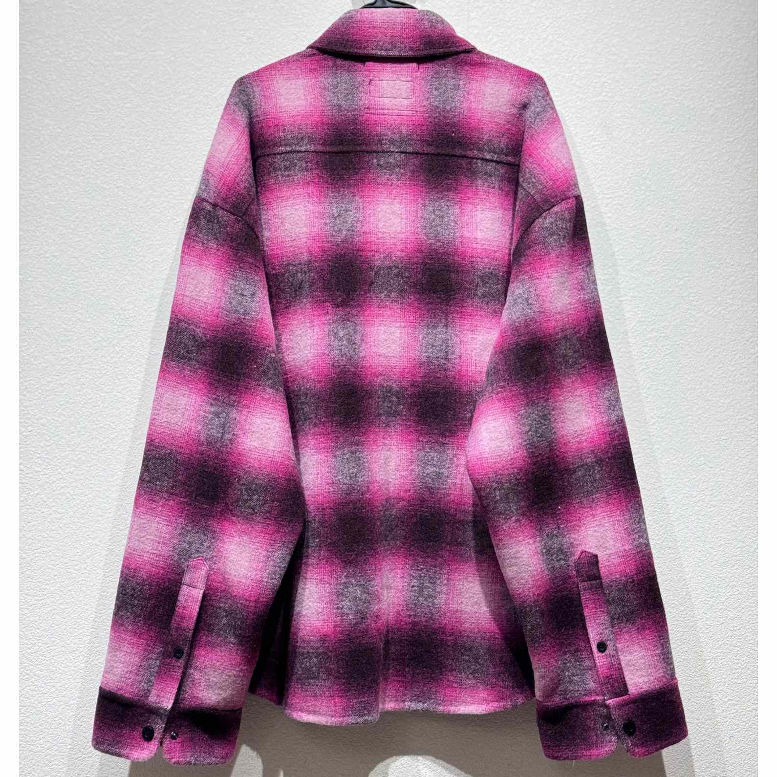 Balenciaga Padded Shirt In Pink And Black Check Flannel - 