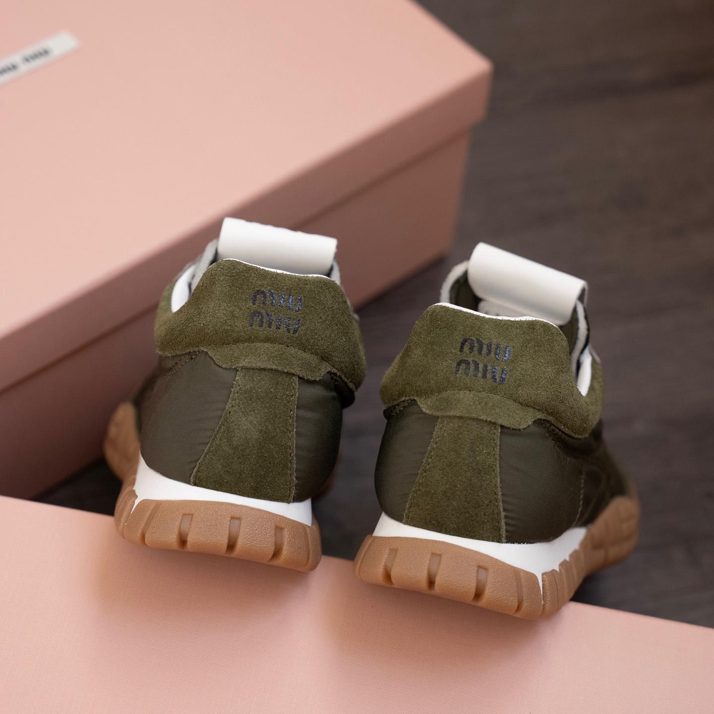 Miu Miu Tyre Technical Fabric And Suede Sneakers - DesignerGu