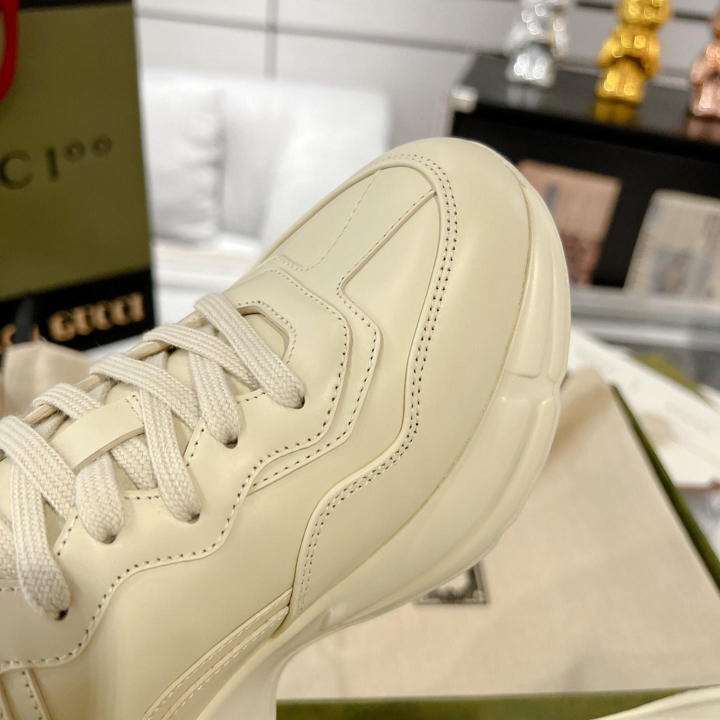 Gucci Rhyton Logo Ivory Leather Sneaker - 