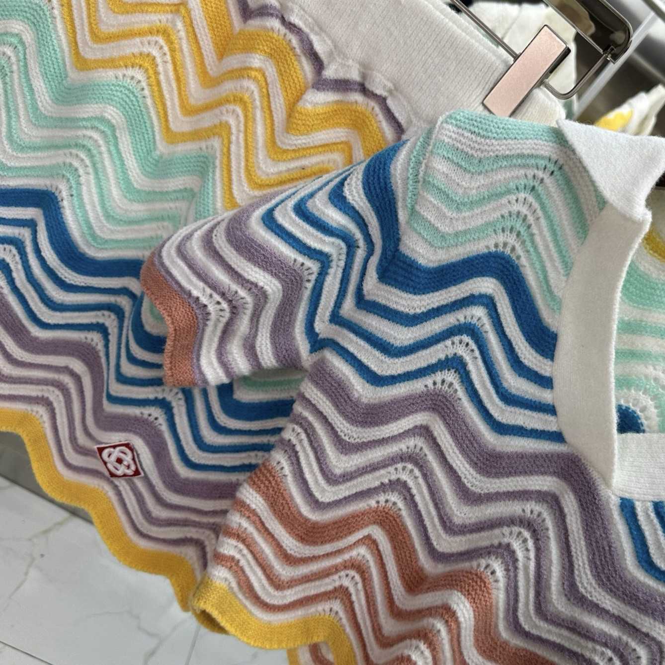 Casablanca Gradient Wave Crochet Top And Short Skirt - DesignerGu