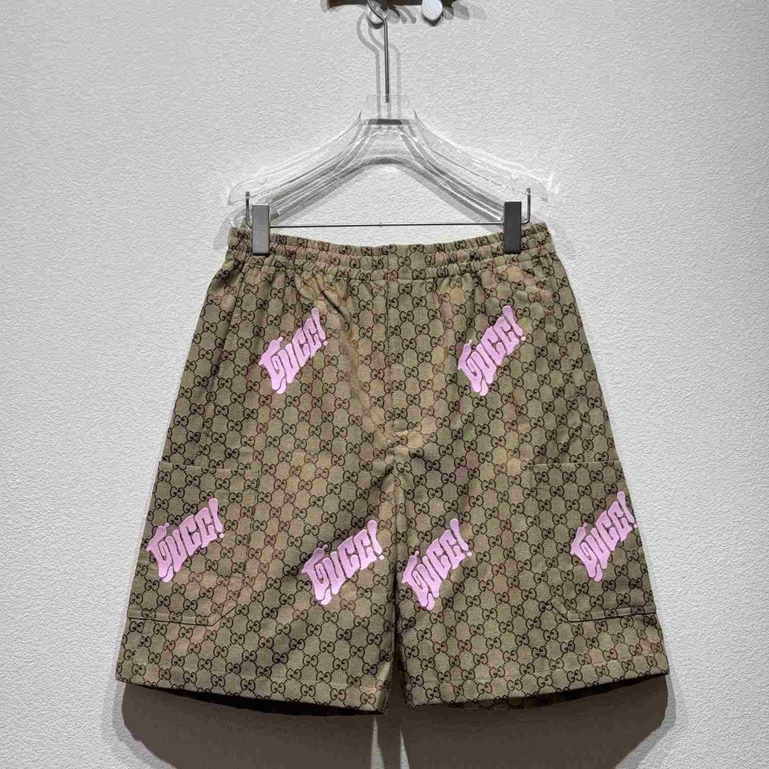 Gucci Embroidered Canvas Linen Blend Shorts - DesignerGu