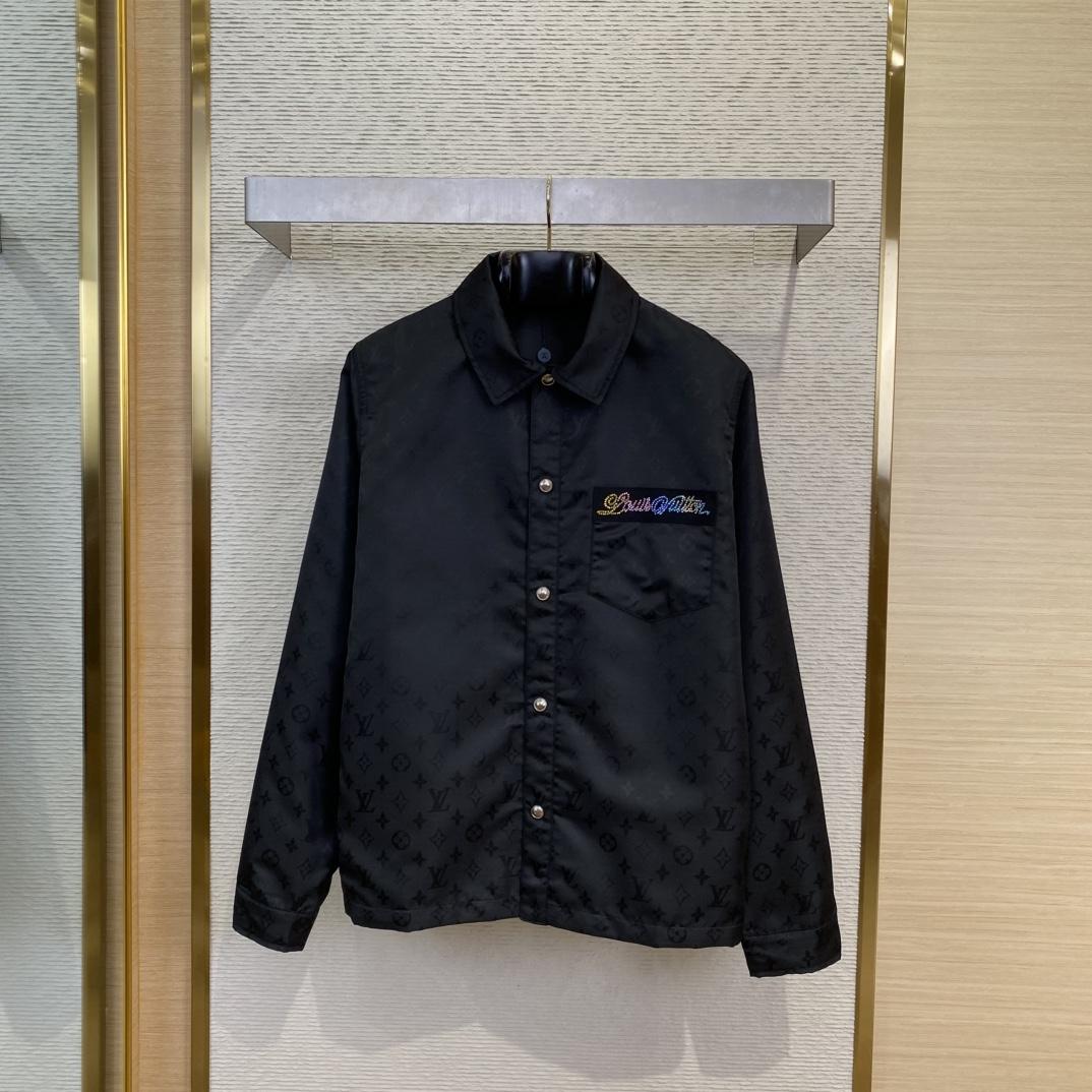 Louis Vuitton Monogram Moire Jacquard Silk Overshirt   1AGTGM - DesignerGu