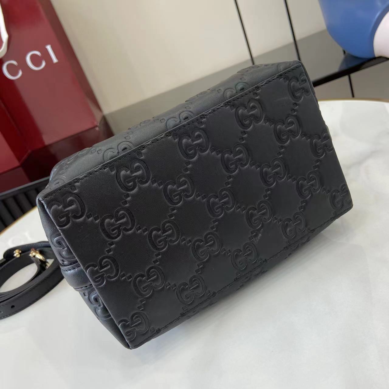 Gucci GG Emblem Small Bucket Bag  - DesignerGu