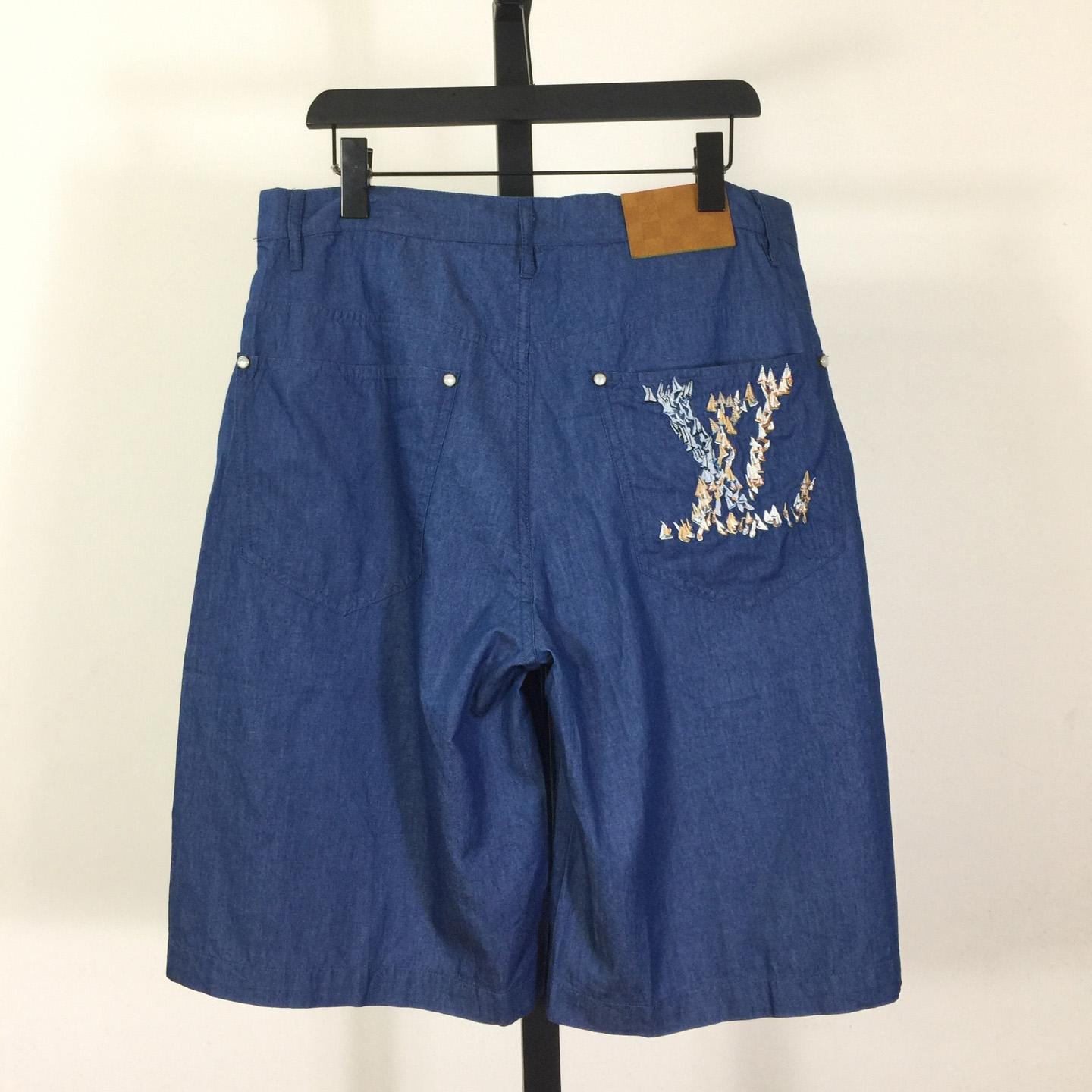 Louis Vuitton Embroidered Chambray Shorts   1AHVBT - DesignerGu