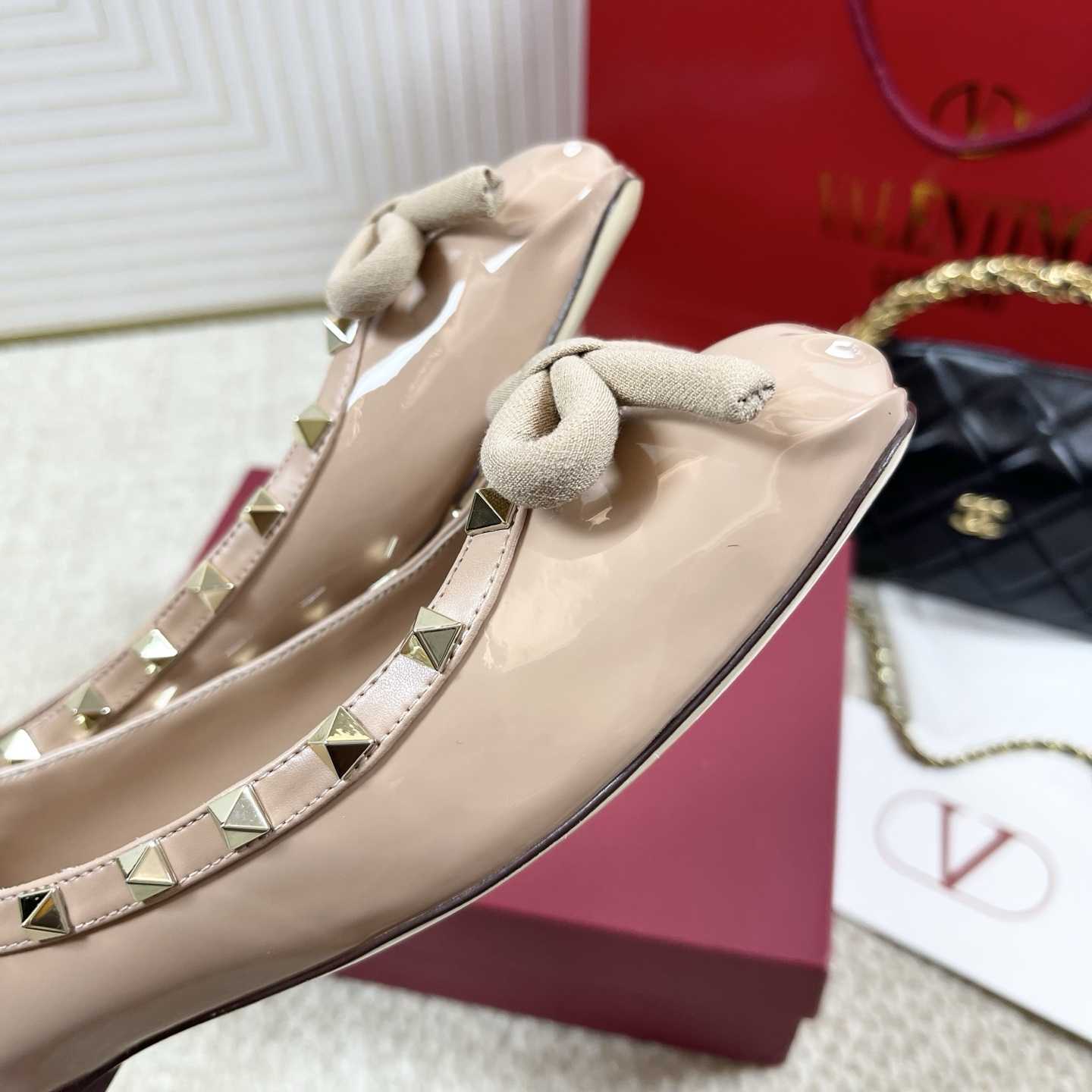 Valenti Rockstud Patent Leather Ballerina - DesignerGu