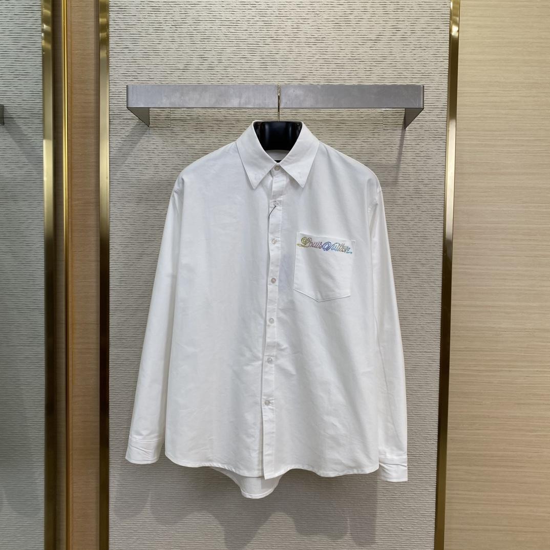 Louis Vuitton Embellished Long-Sleeved Cotton Shirt   1AGTQ7 - DesignerGu