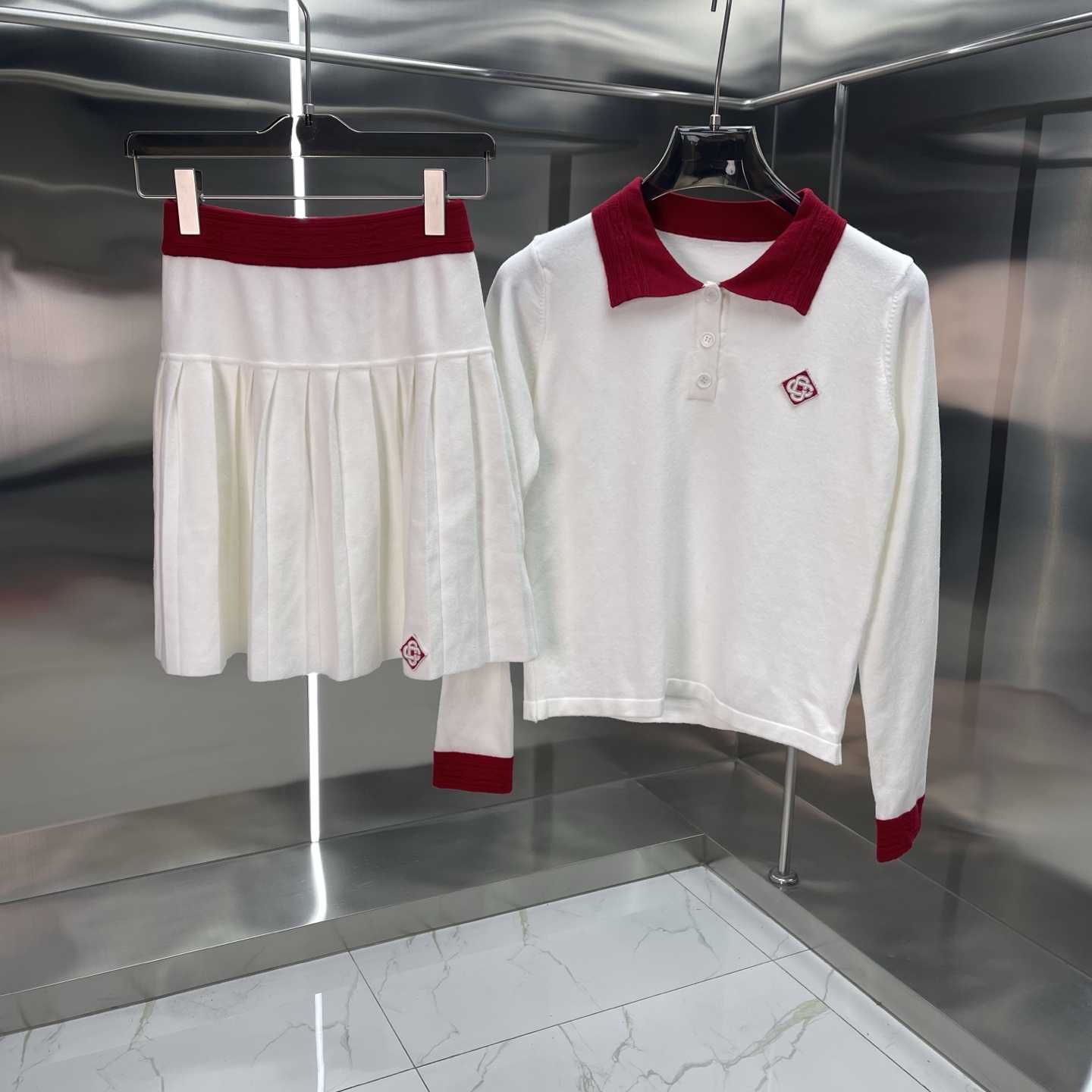 Casablanca Logo Polo Shirt And Skirt - DesignerGu