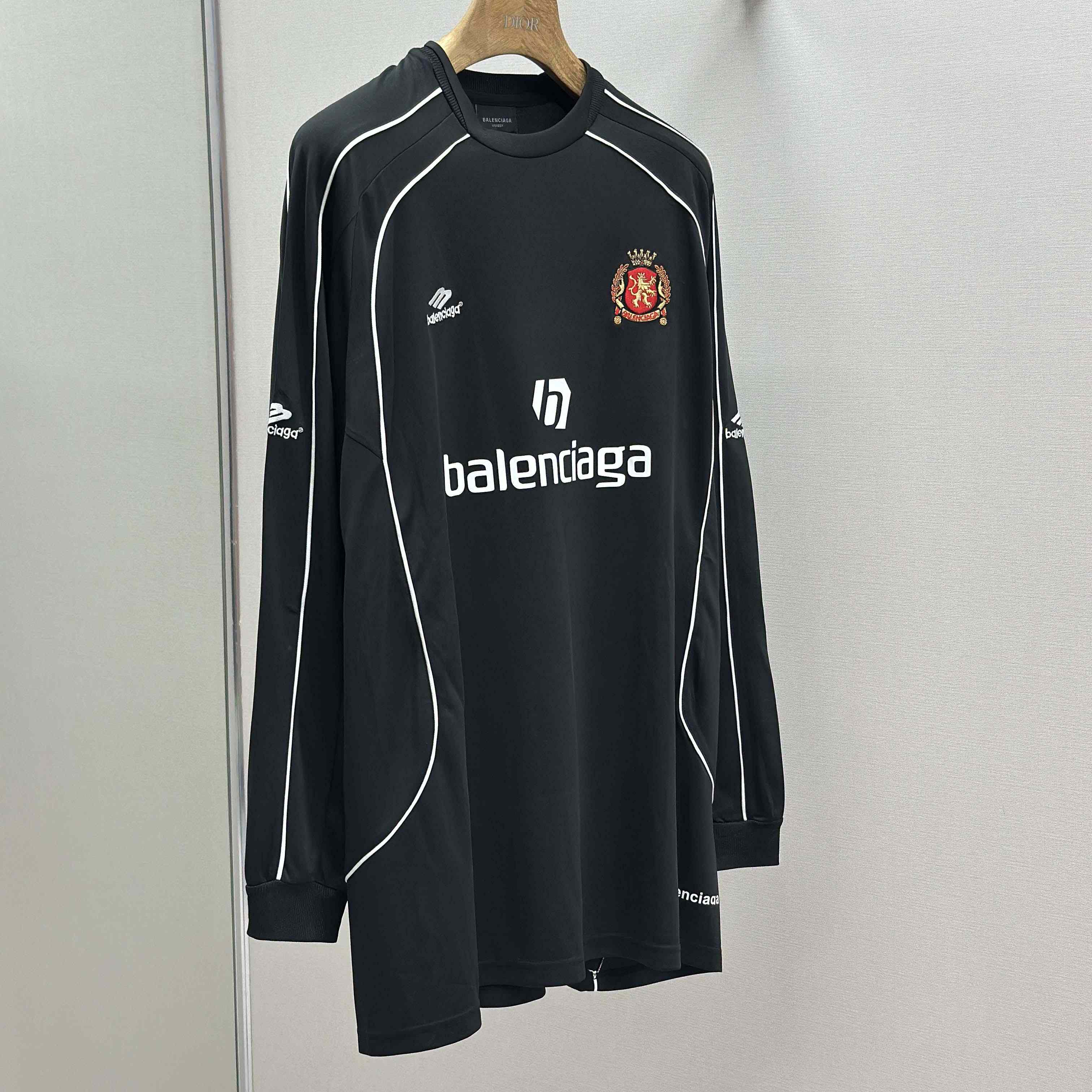 Balenciaga Paris Black Long Sleeve Soccer Jersey - DesignerGu