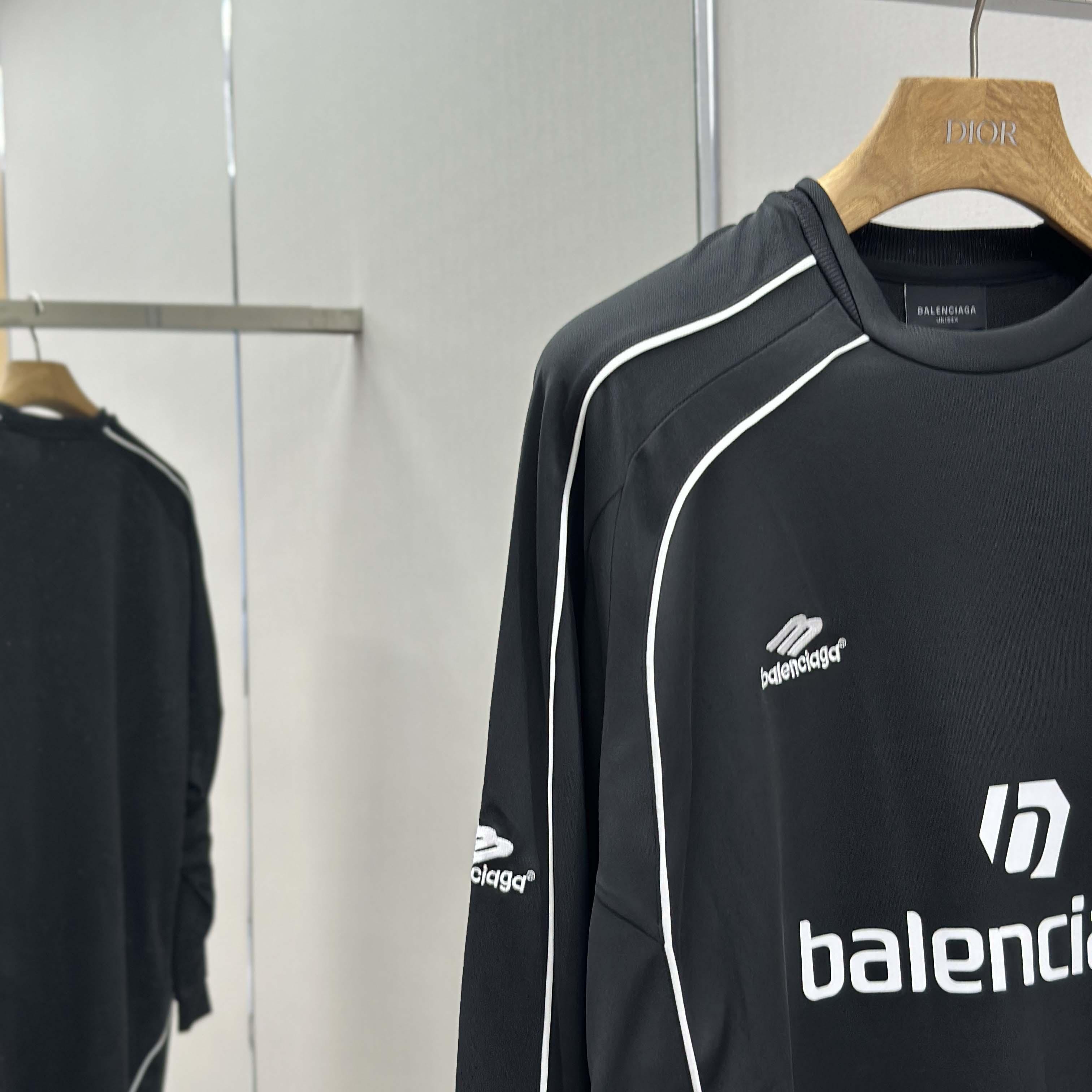 Balenciaga Paris Black Long Sleeve Soccer Jersey - DesignerGu