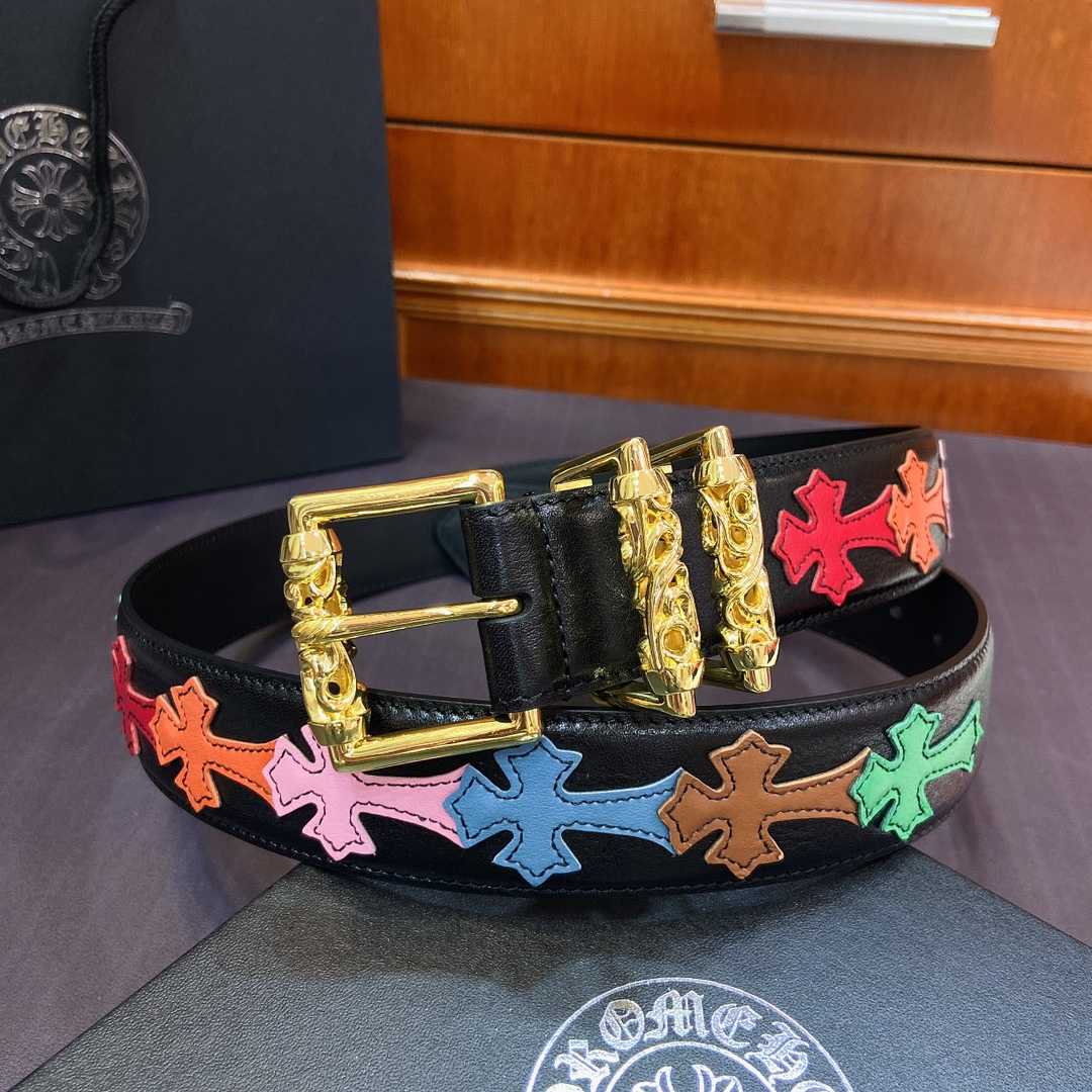 Chrome Hearts Leather Belt    3.8cm - DesignerGu
