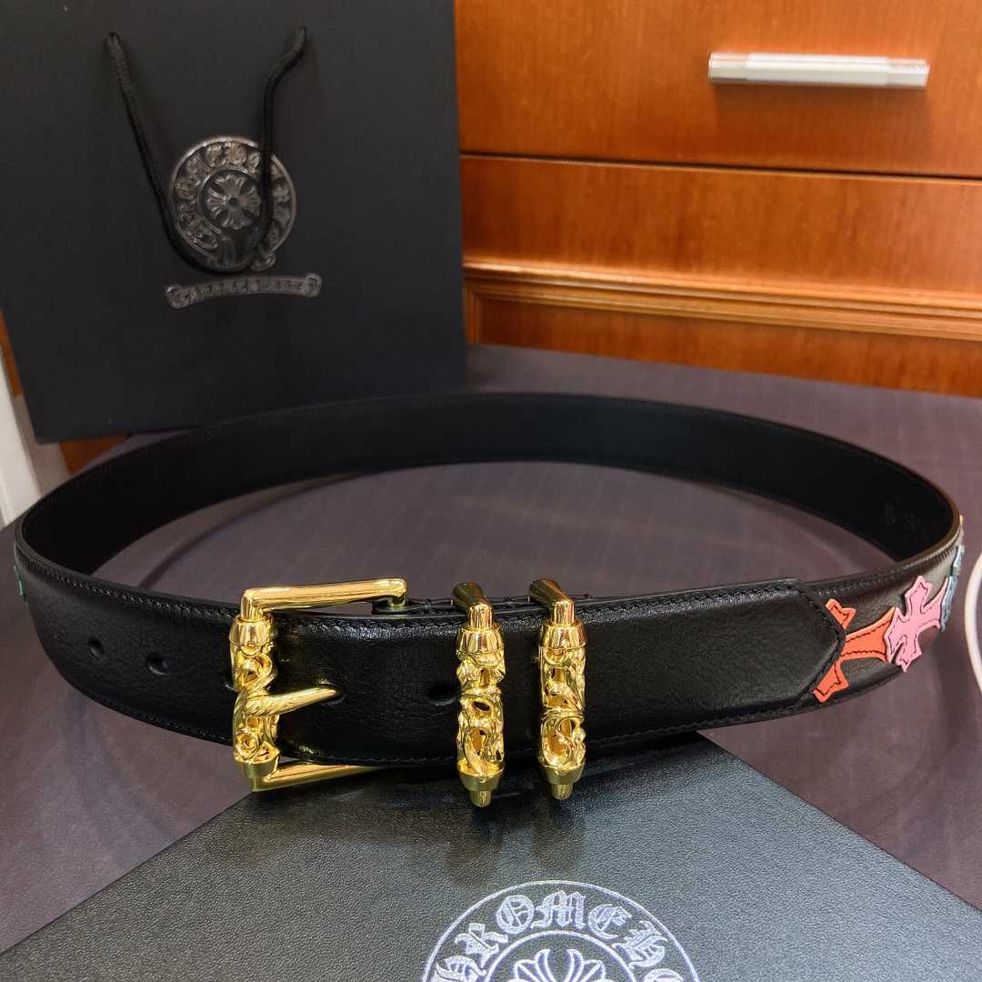 Chrome Hearts Leather Belt    3.8cm - DesignerGu