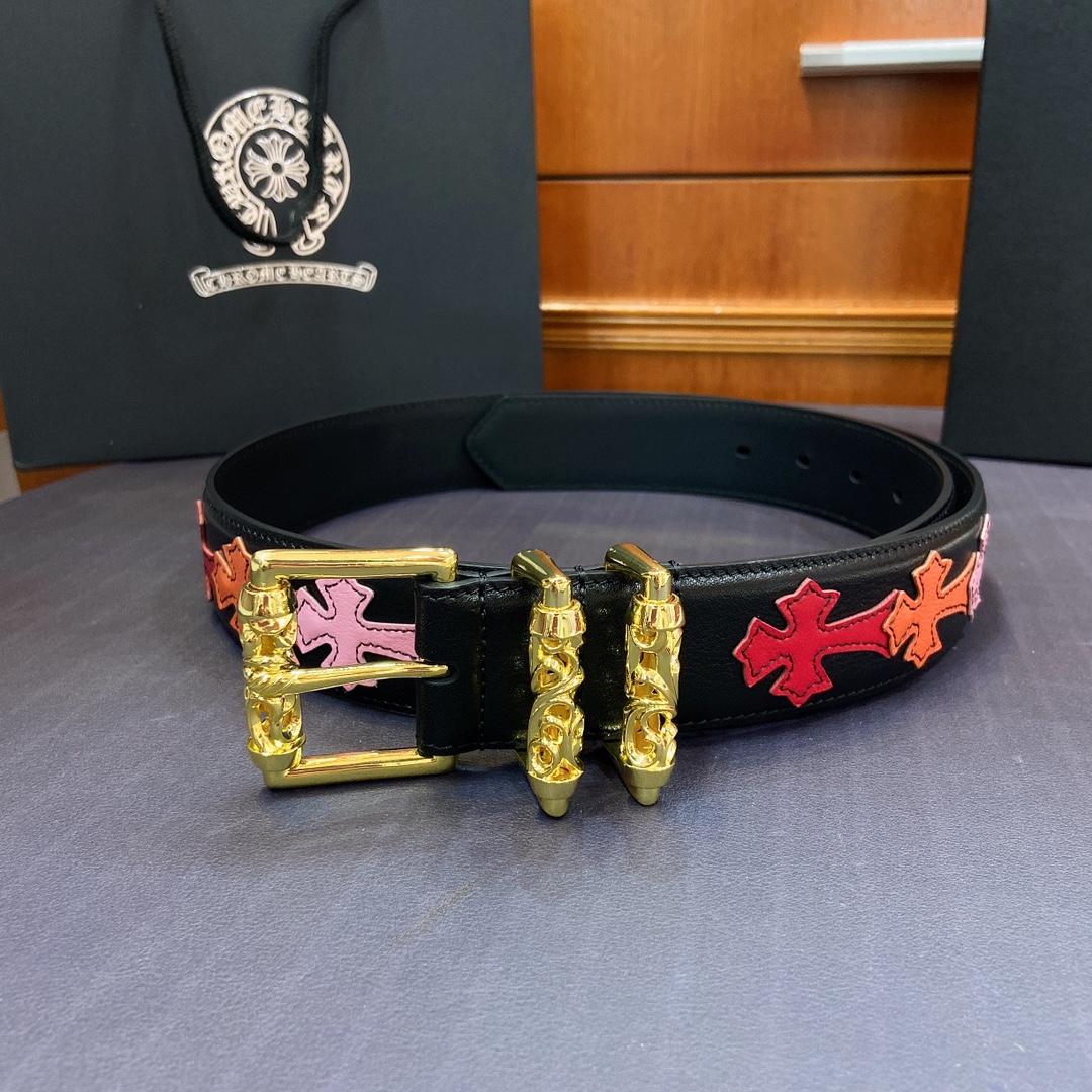 Chrome Hearts Leather Belt    3.8cm - DesignerGu