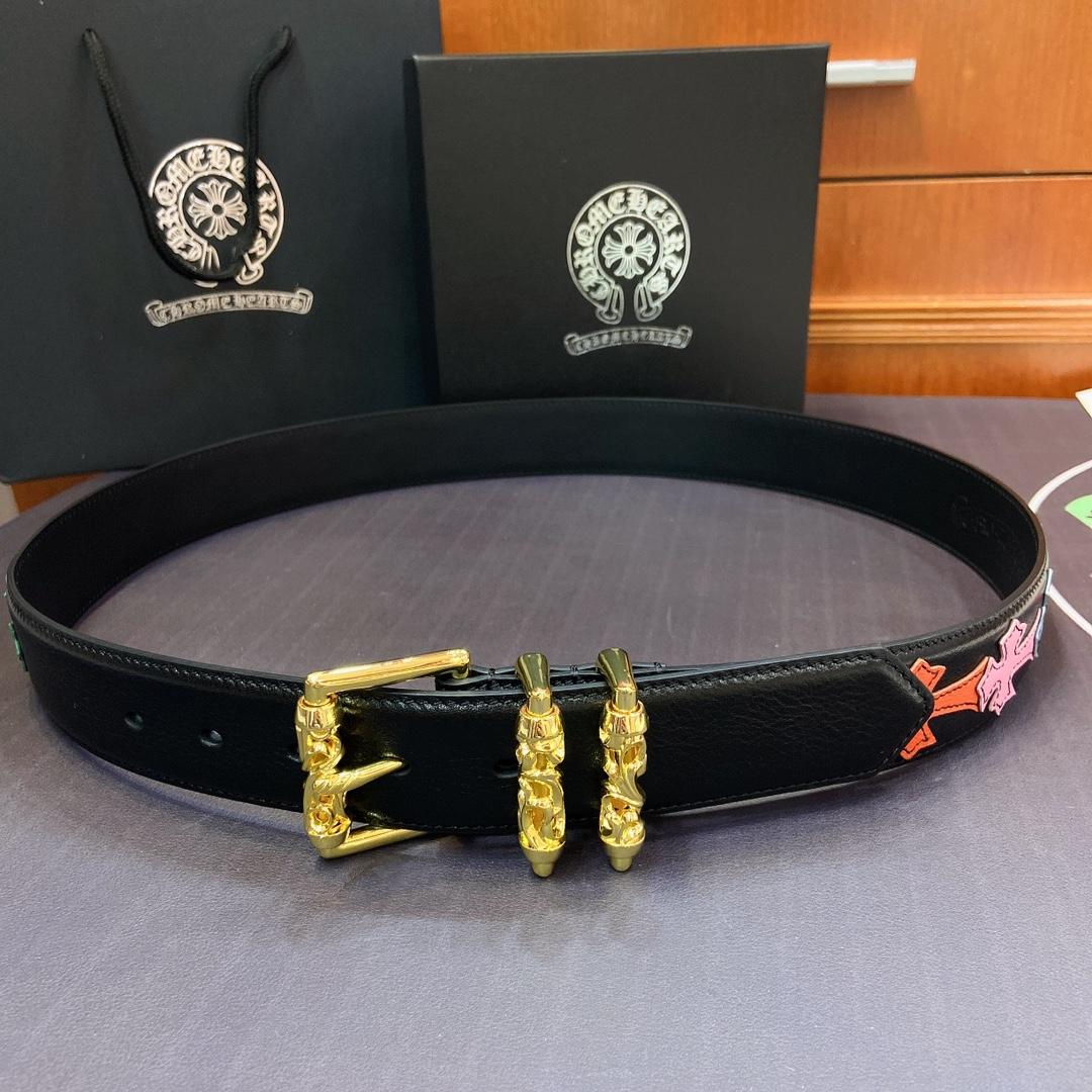 Chrome Hearts Leather Belt    3.8cm - DesignerGu