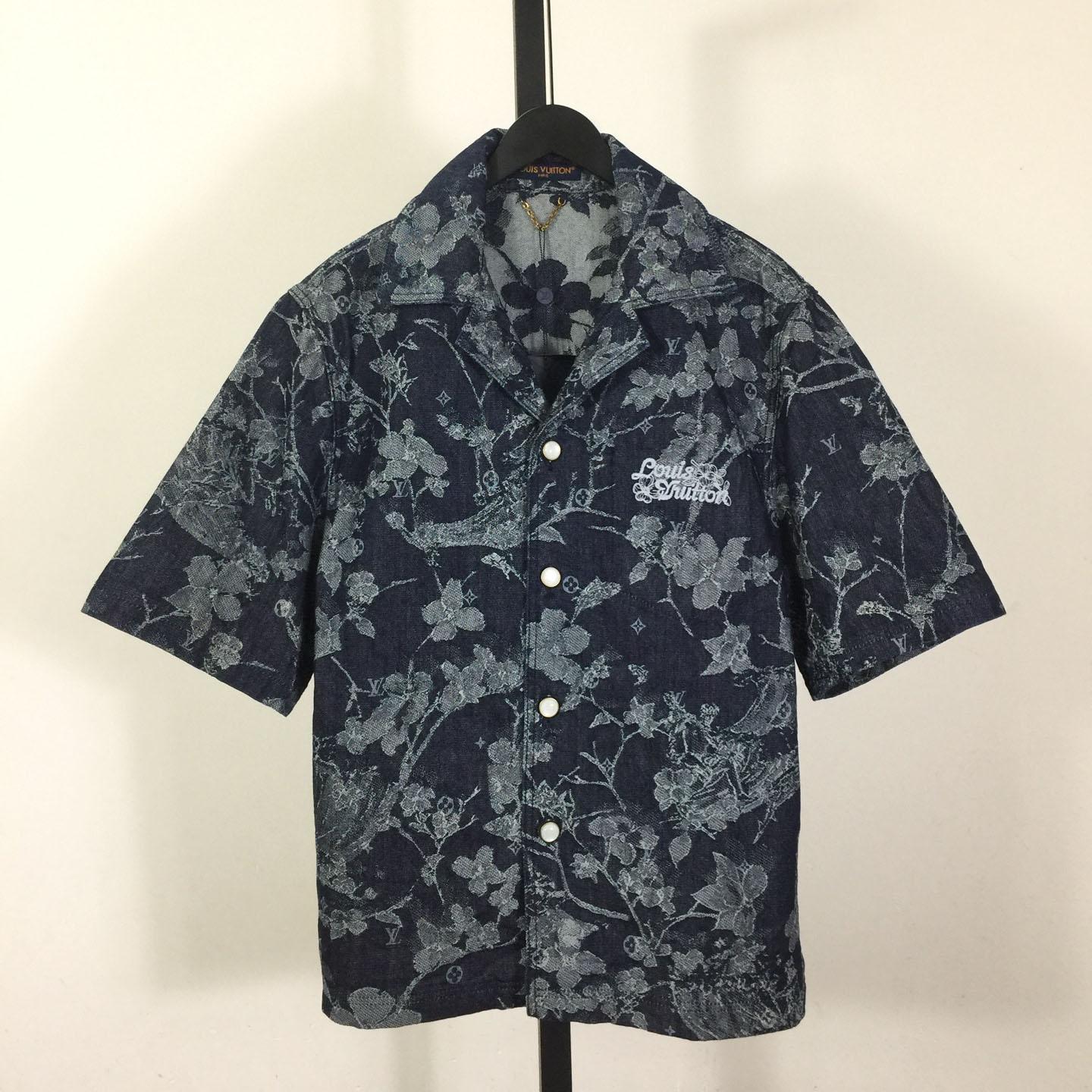 Louis Vuitton Jacquard Denim Short-Sleeved Shirt   1AHXHB - DesignerGu