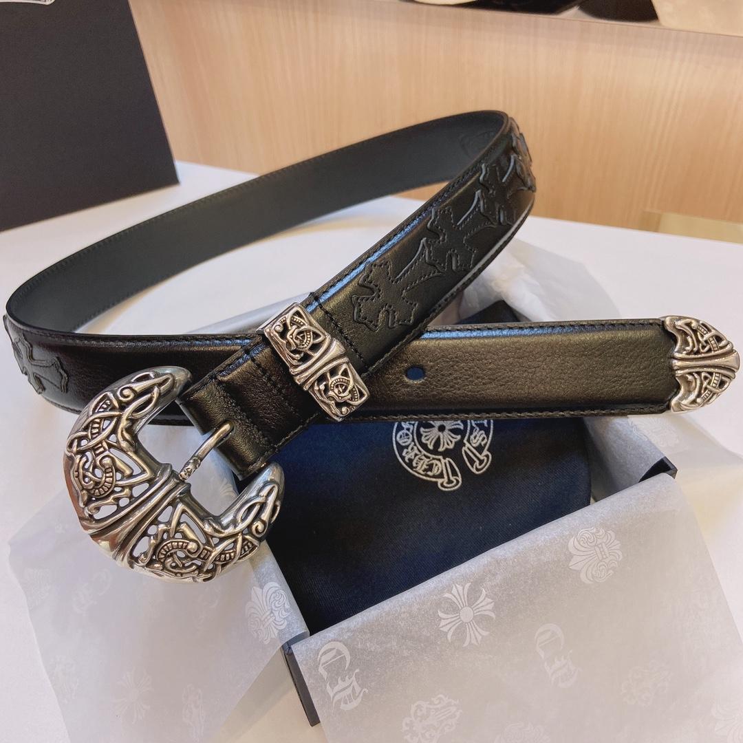 Chrome Hearts Leather Belt    3.8cm - DesignerGu