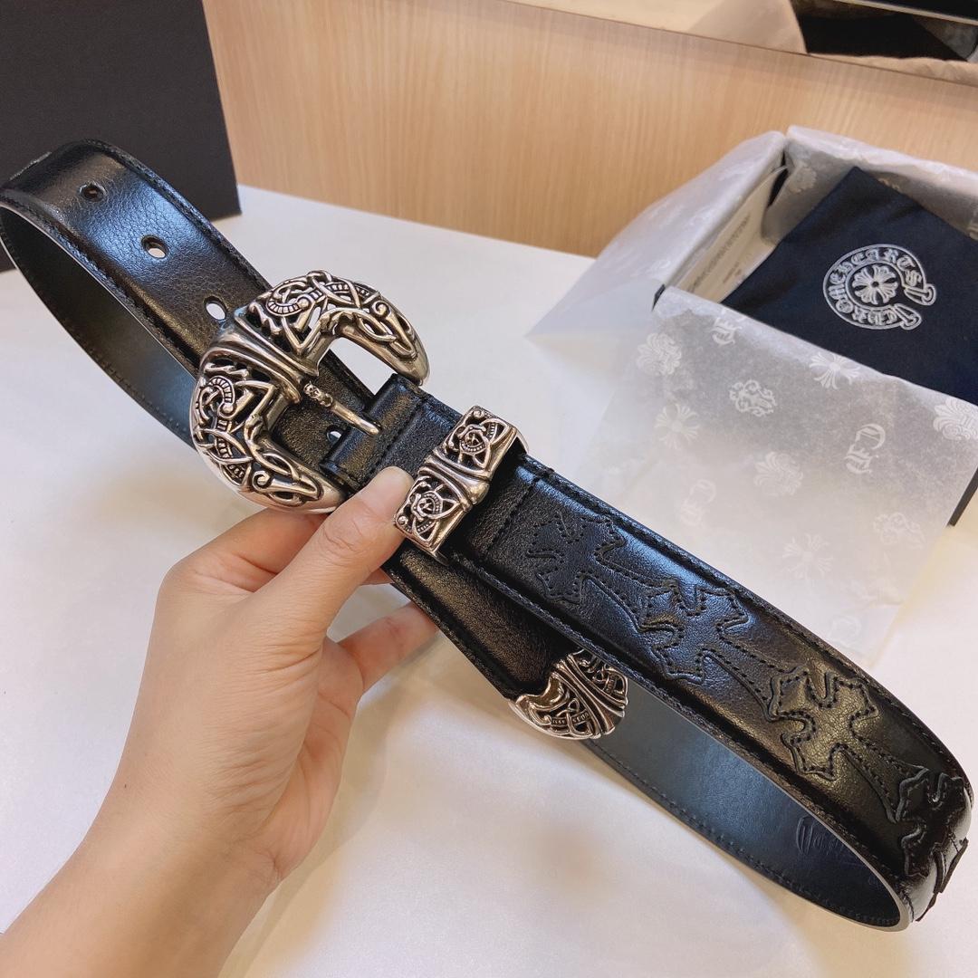 Chrome Hearts Leather Belt    3.8cm - DesignerGu