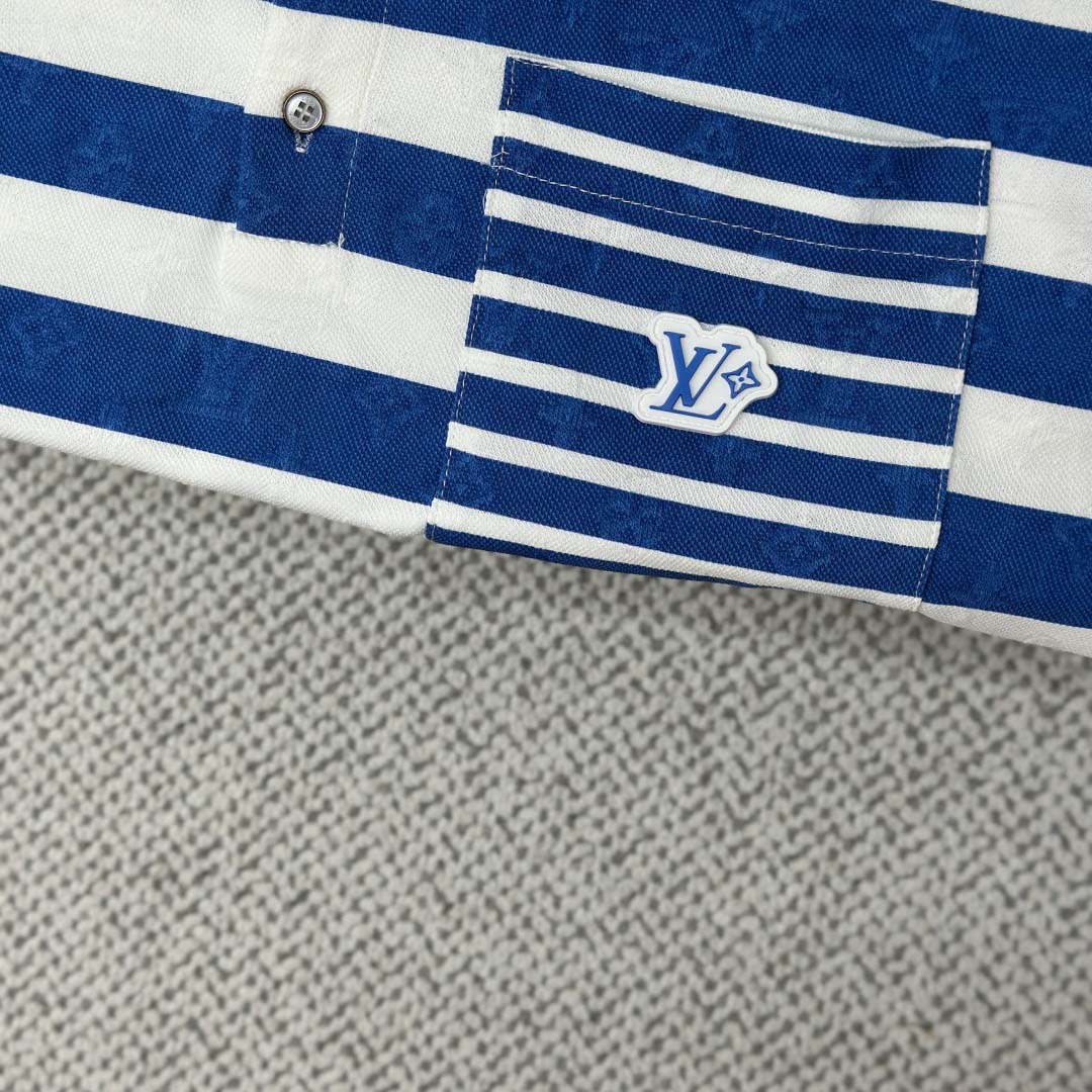 Louis Vuitton Monogram Striped Polo Shirt   1AHWB6 - DesignerGu