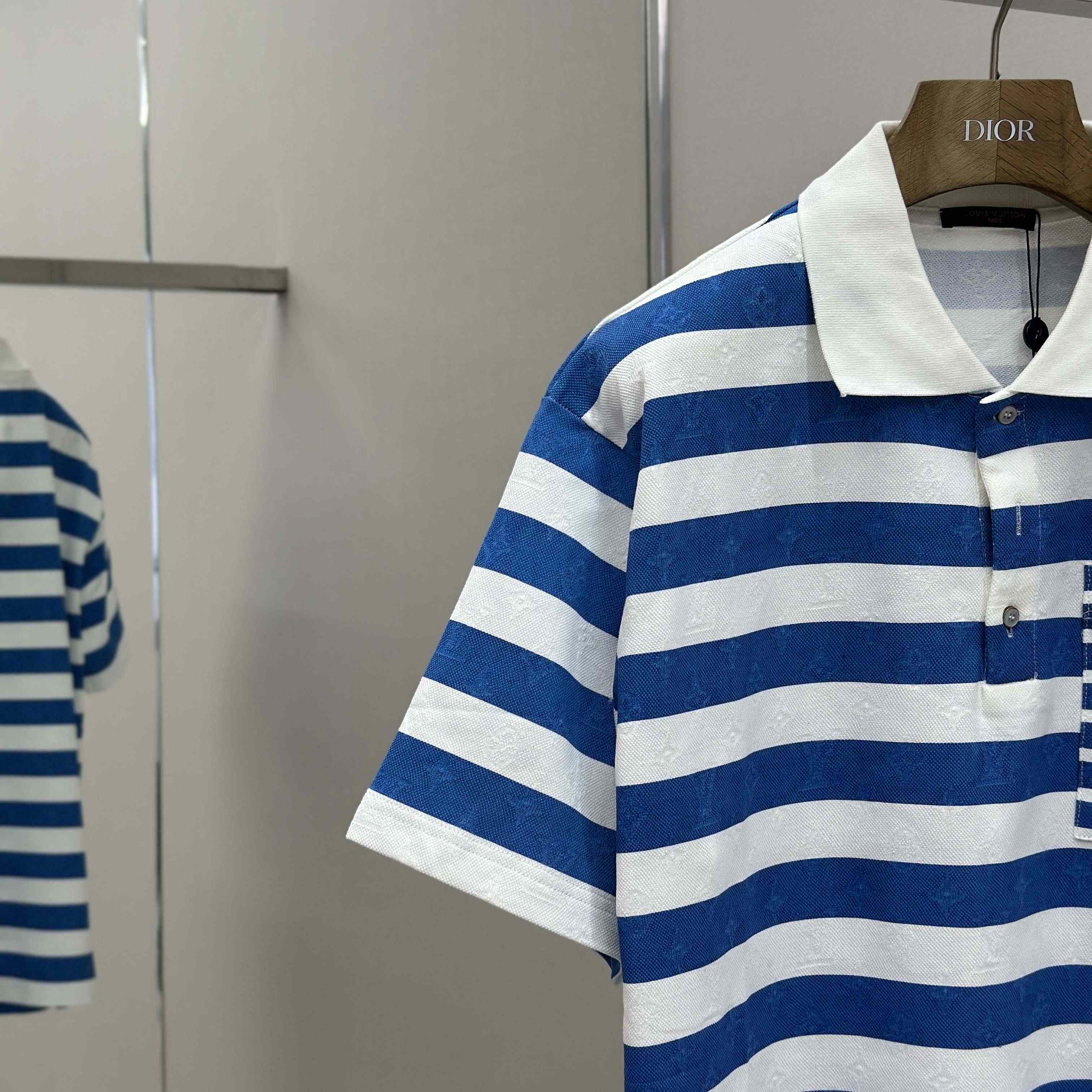 Louis Vuitton Monogram Striped Polo Shirt   1AHWB6 - DesignerGu