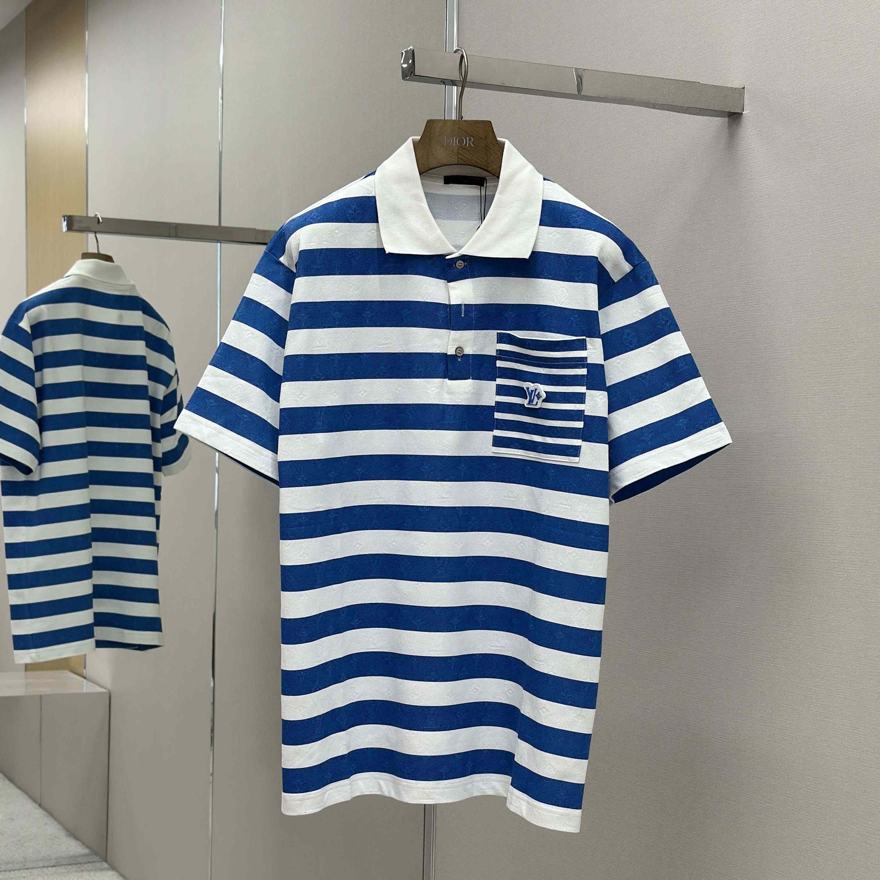 Louis Vuitton Monogram Striped Polo Shirt   1AHWB6 - DesignerGu