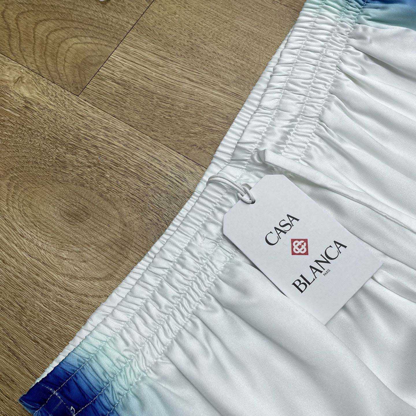 Casablanca White & Blue 'Casa Way' Skate Silk Shorts   CA3538 - DesignerGu