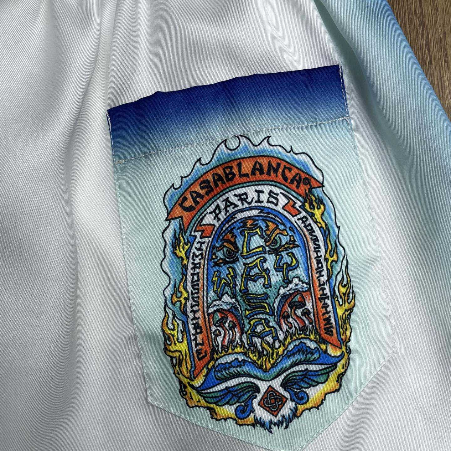 Casablanca White & Blue 'Casa Way' Skate Silk Shorts   CA3538 - DesignerGu