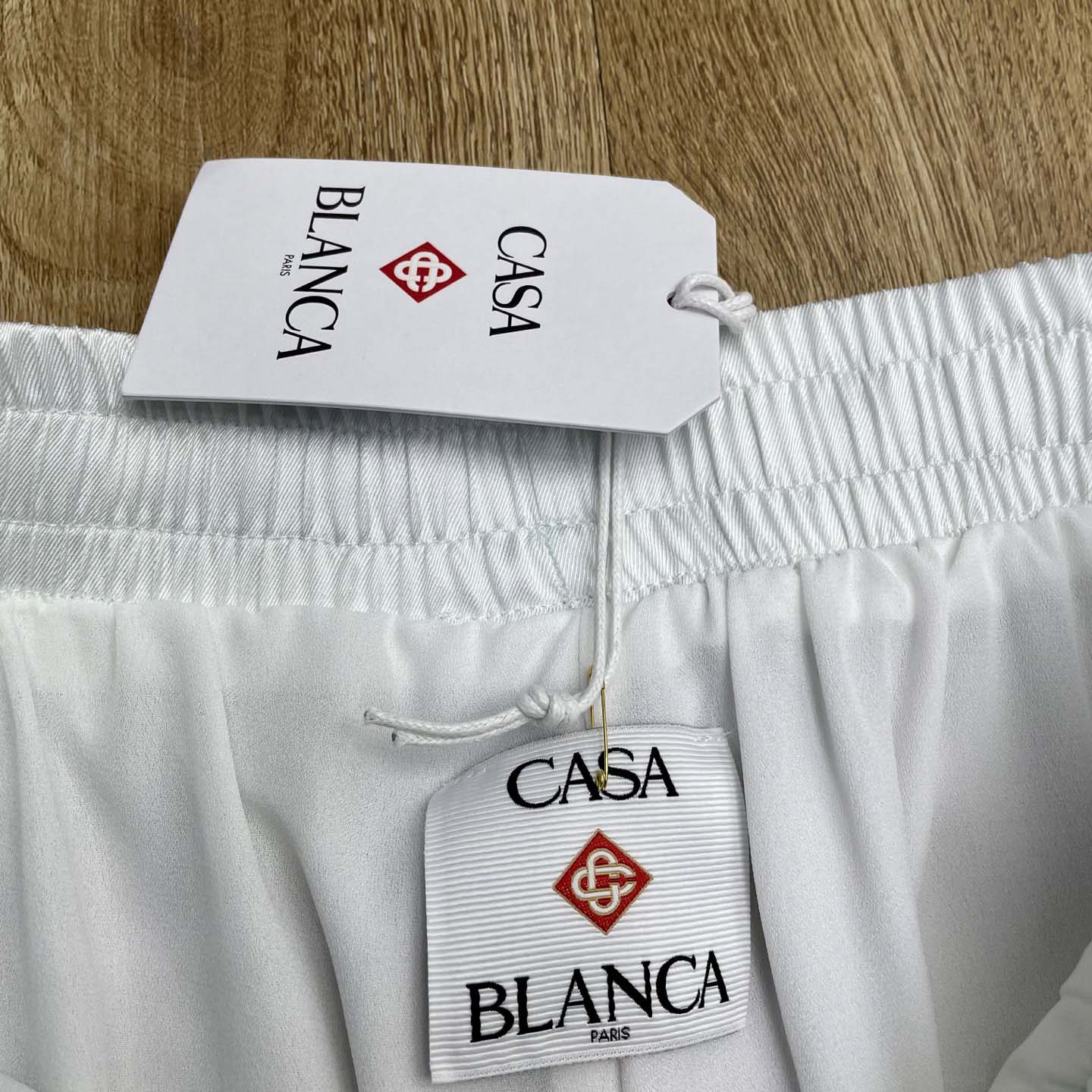 Casablanca White & Blue 'Casa Way' Skate Silk Shorts   CA3538 - DesignerGu