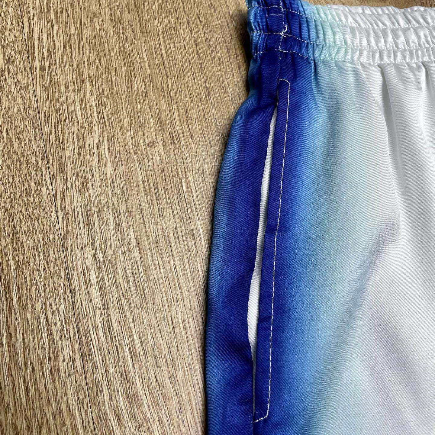 Casablanca White & Blue 'Casa Way' Skate Silk Shorts   CA3538 - DesignerGu