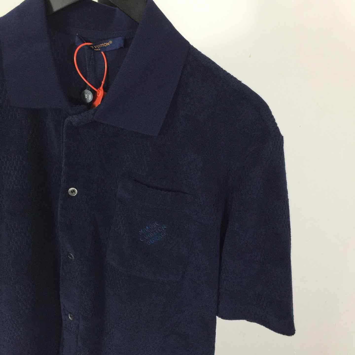 Louis Vuitton Damier French Terry Short-Sleeved Cotton-Blend Shirt   1AGK51 - DesignerGu