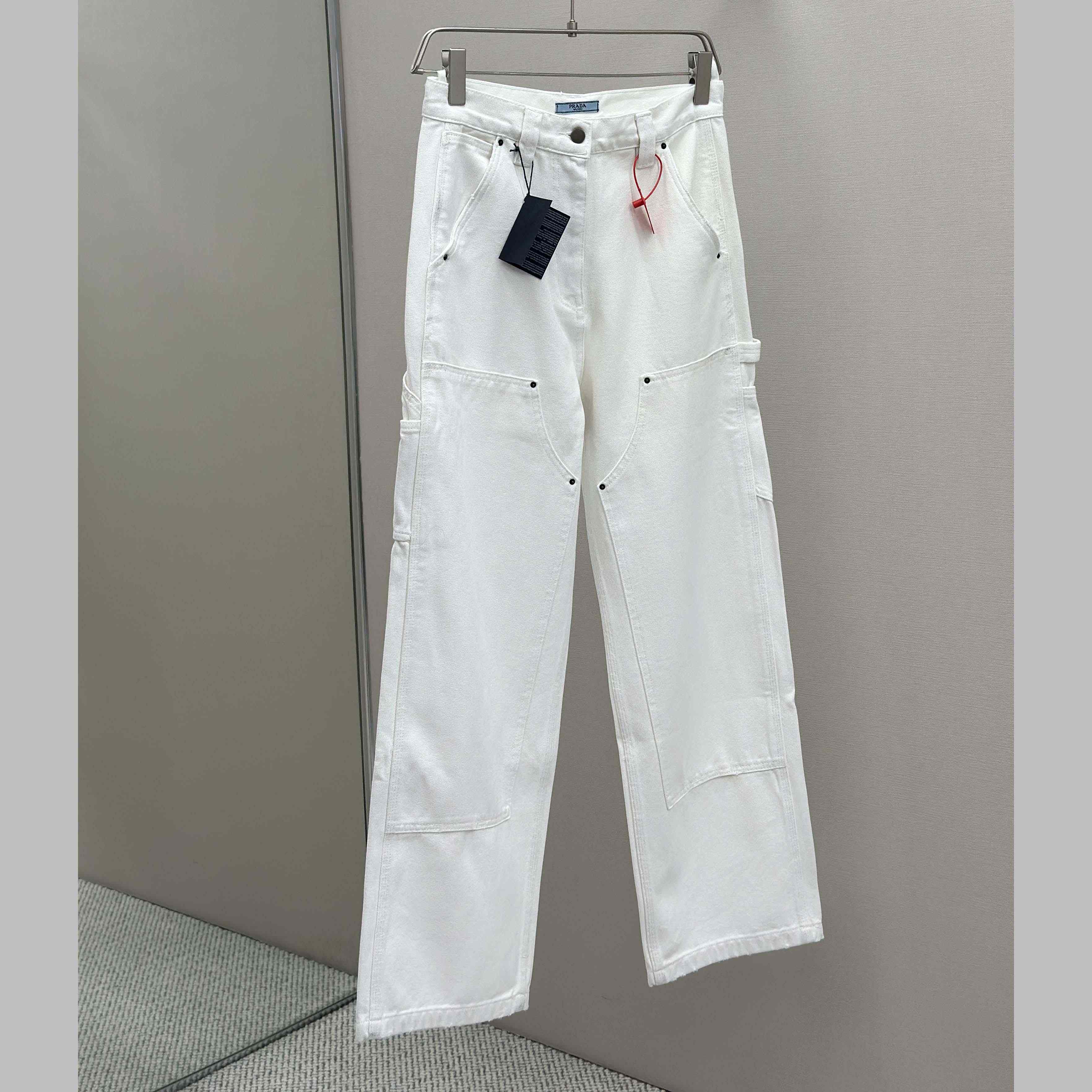 Prada White Old Canvas Pants - DesignerGu