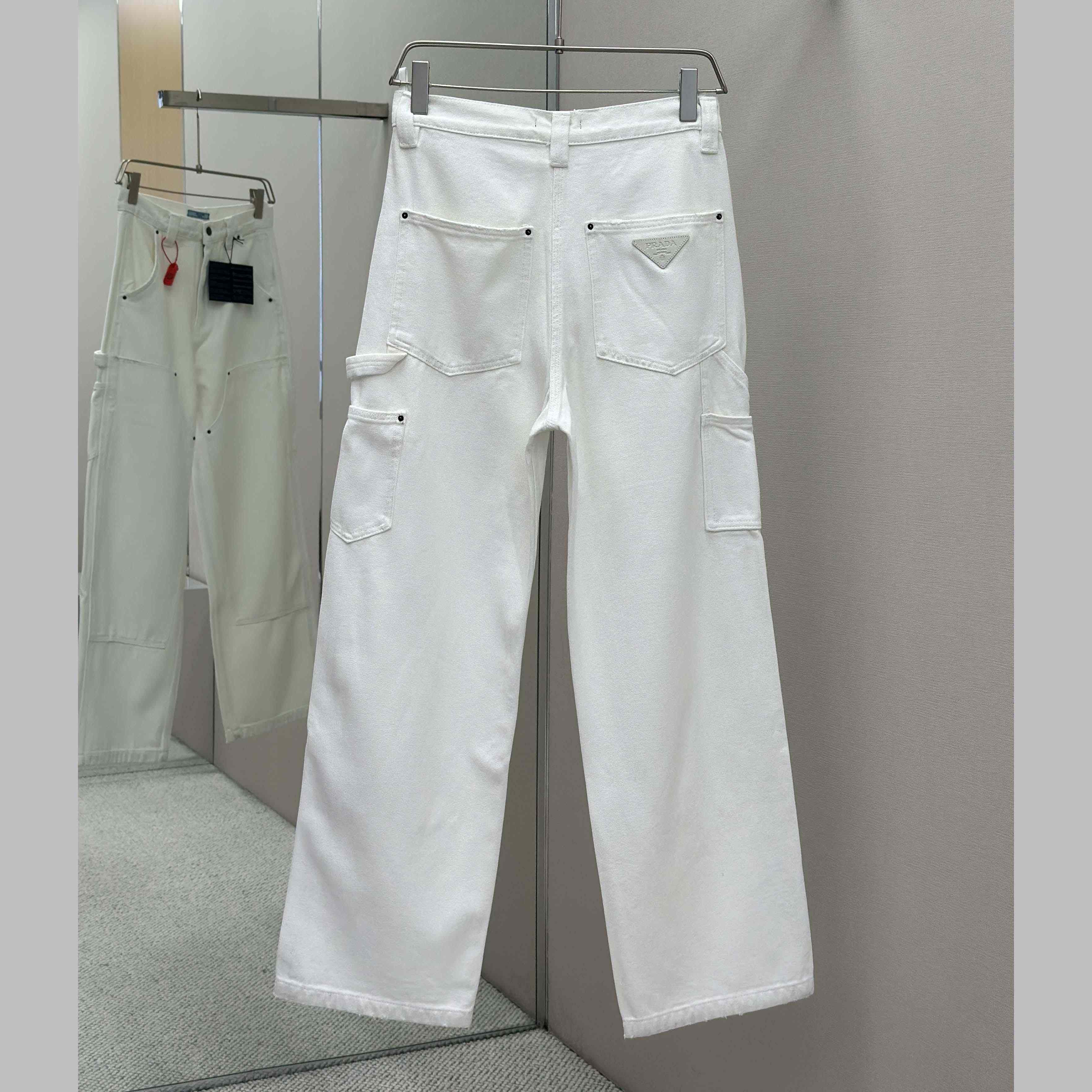 Prada White Old Canvas Pants - DesignerGu