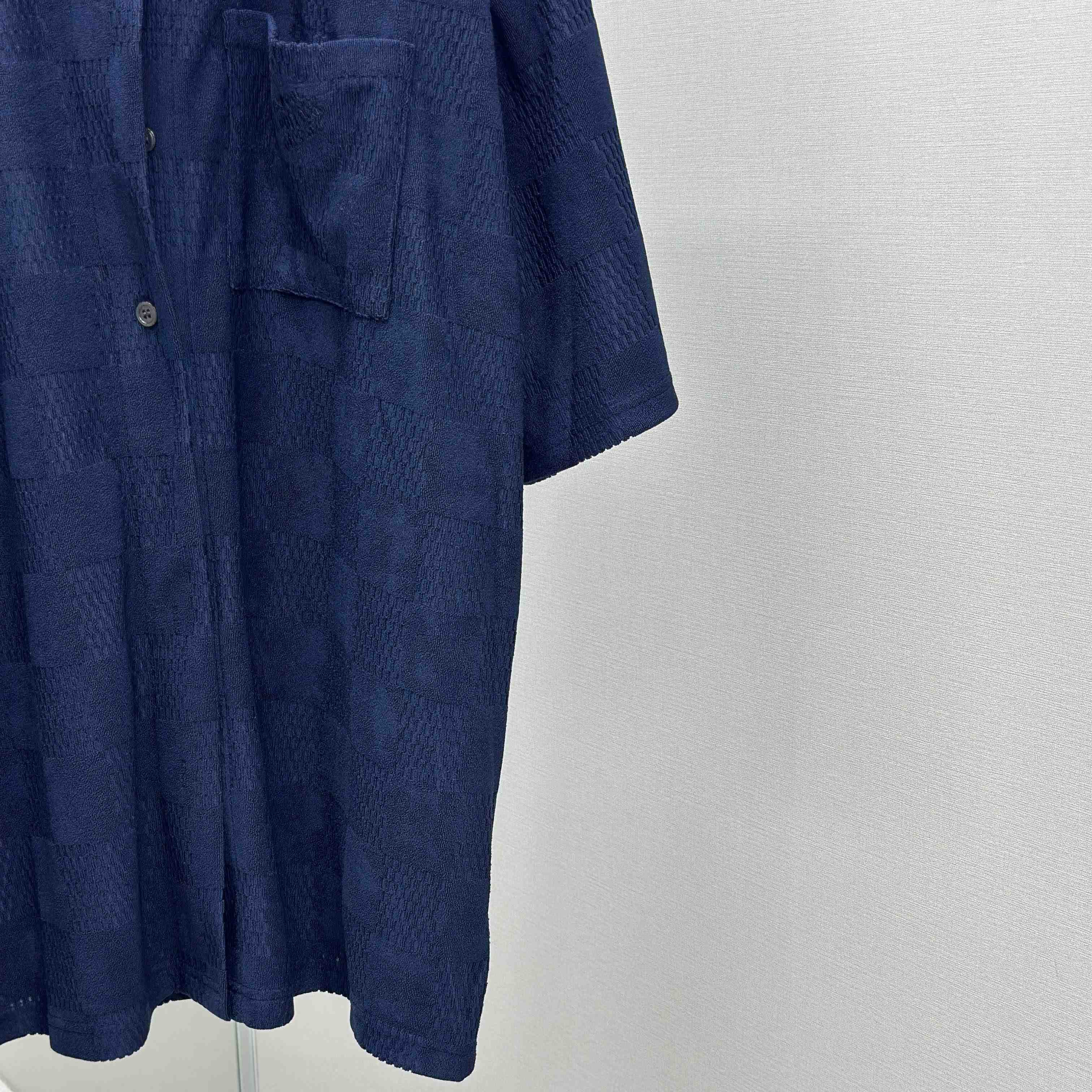 Louis Vuitton Damier French Terry Short-Sleeved Cotton-Blend Shirt   1AGK51 - DesignerGu