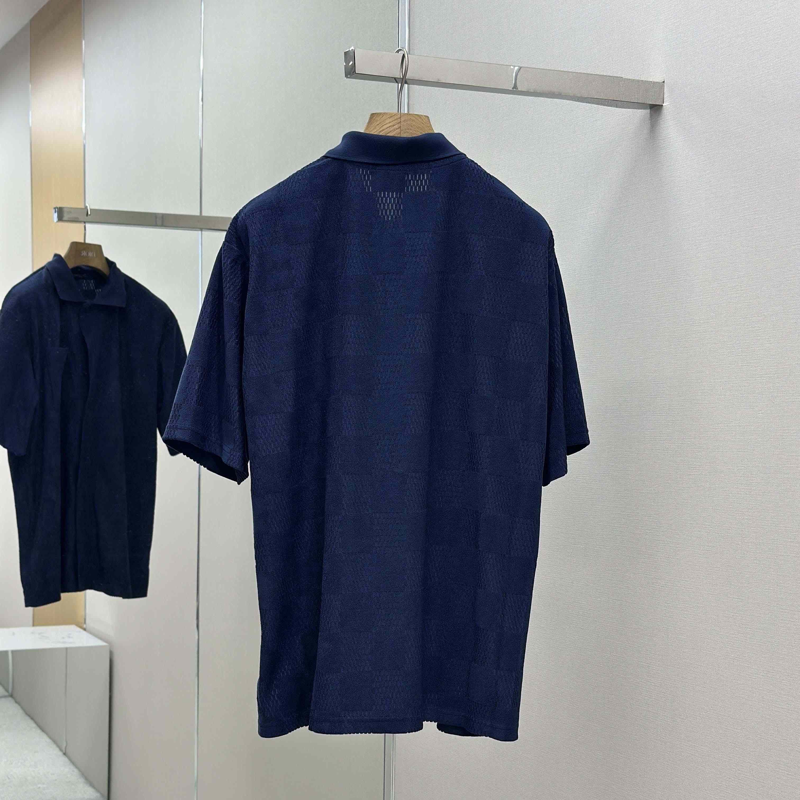 Louis Vuitton Damier French Terry Short-Sleeved Cotton-Blend Shirt   1AGK51 - DesignerGu