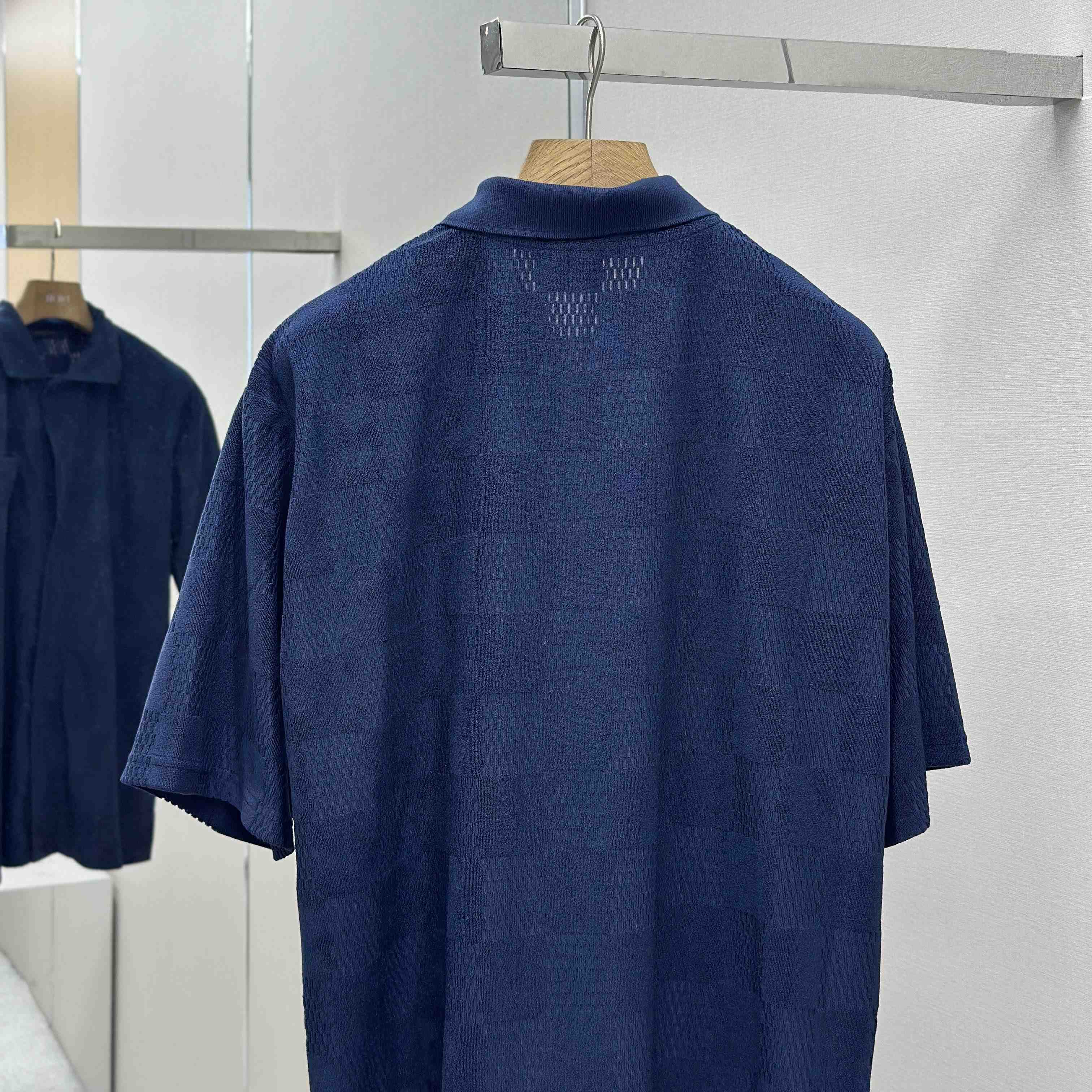 Louis Vuitton Damier French Terry Short-Sleeved Cotton-Blend Shirt   1AGK51 - DesignerGu