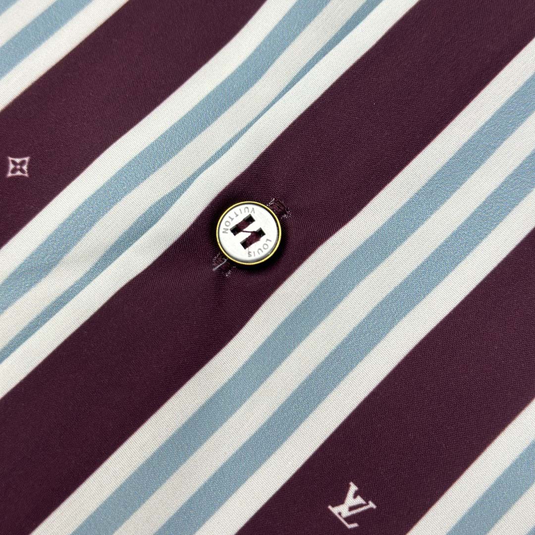 Louis Vuitton Striped Short-Sleeved Shirt   1AHVWE - DesignerGu