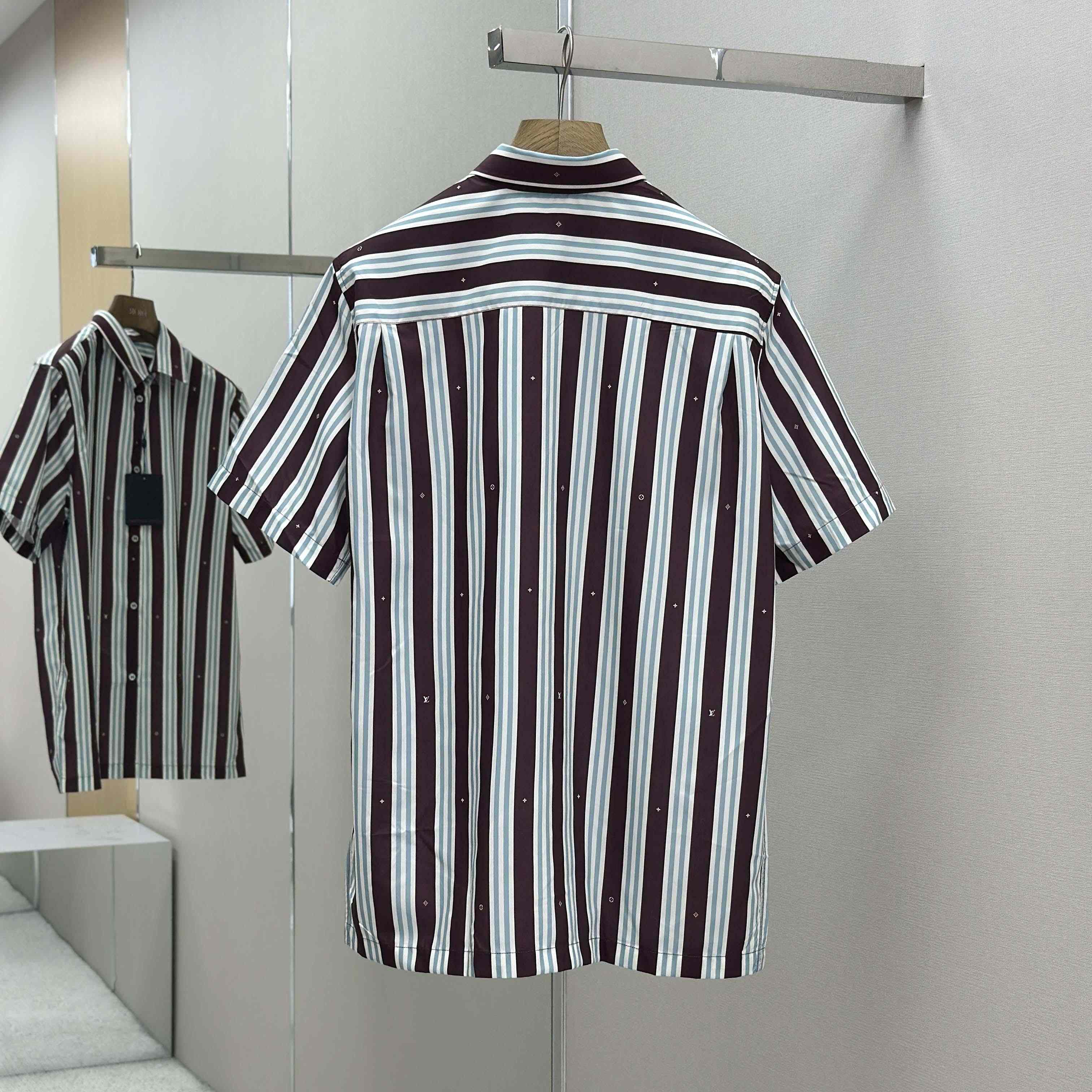 Louis Vuitton Striped Short-Sleeved Shirt   1AHVWE - DesignerGu