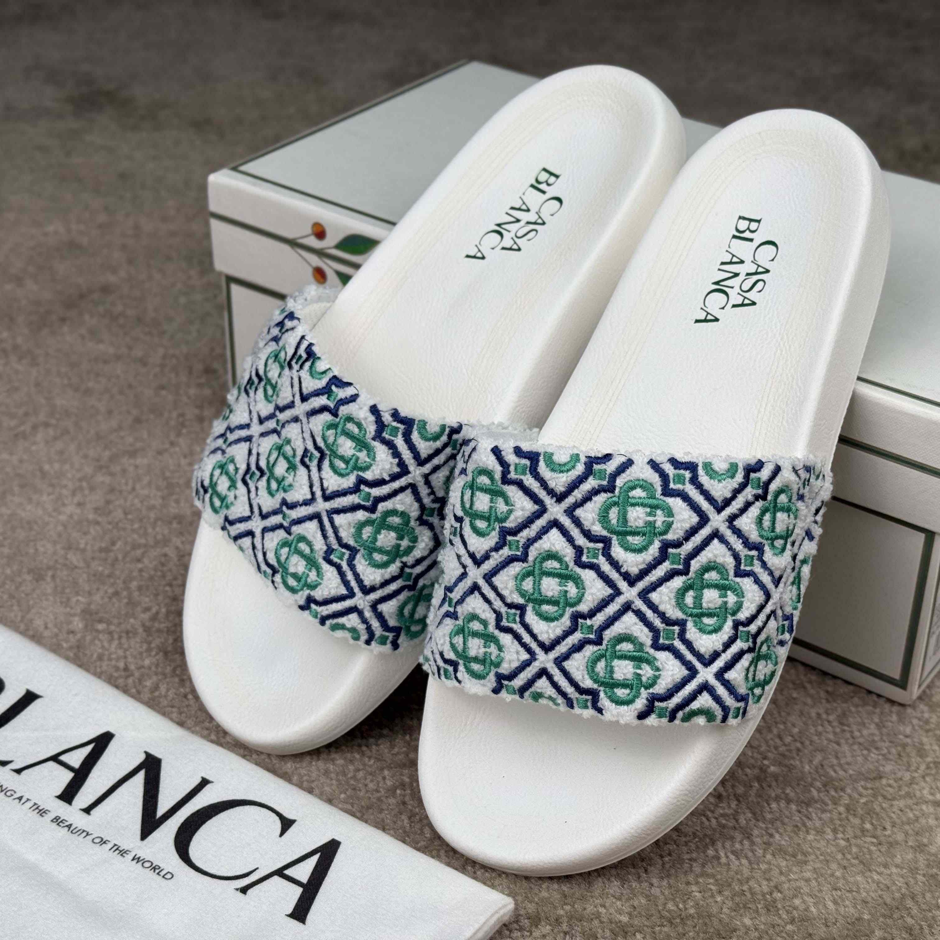 Casablanca Embroidered-monogram Slides - DesignerGu