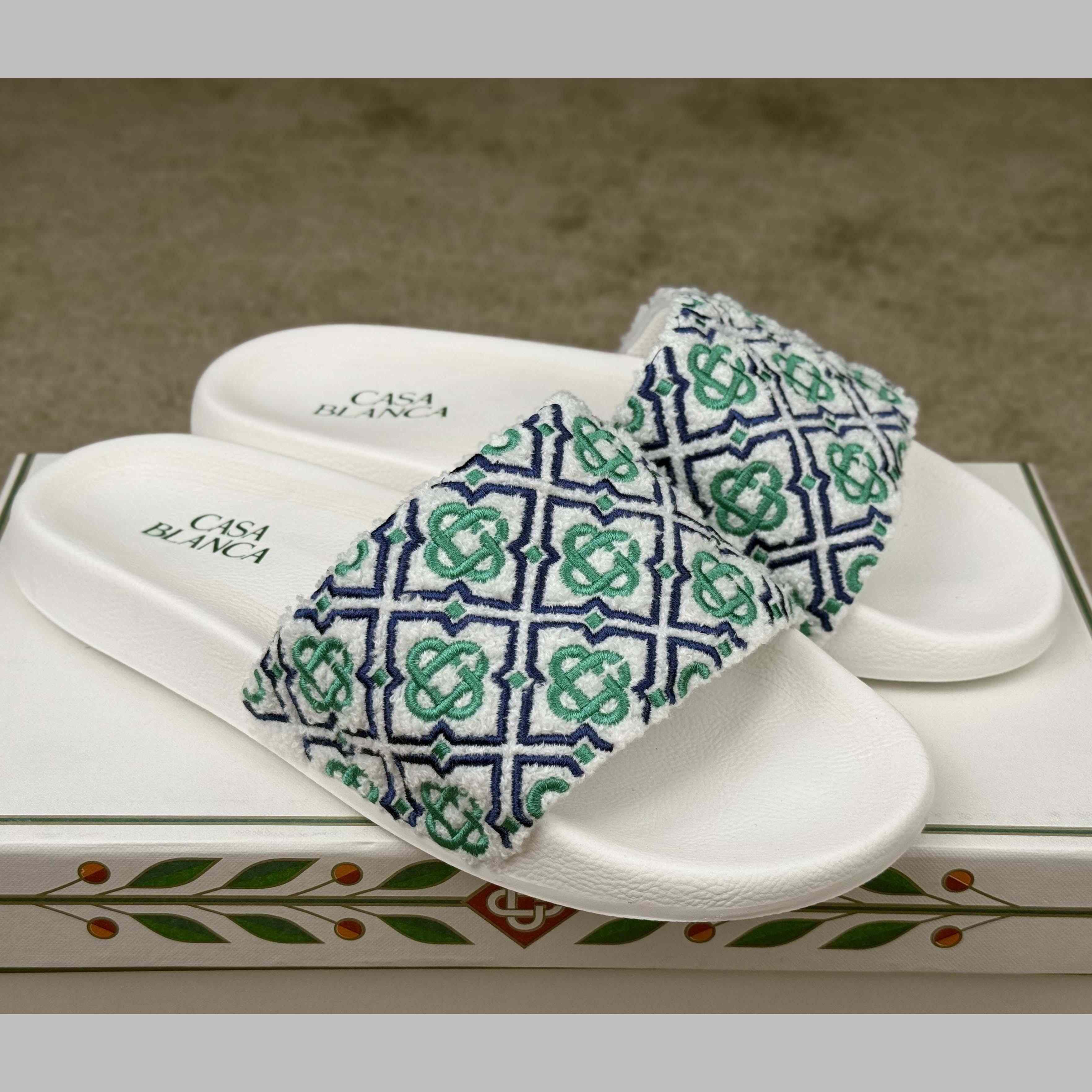 Casablanca Embroidered-monogram Slides - DesignerGu