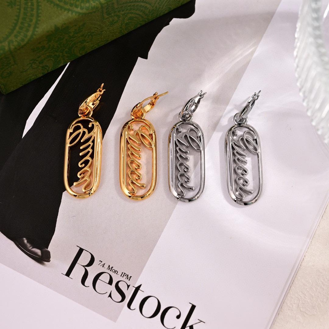 Gucci Script Logo Drop Earrings - DesignerGu