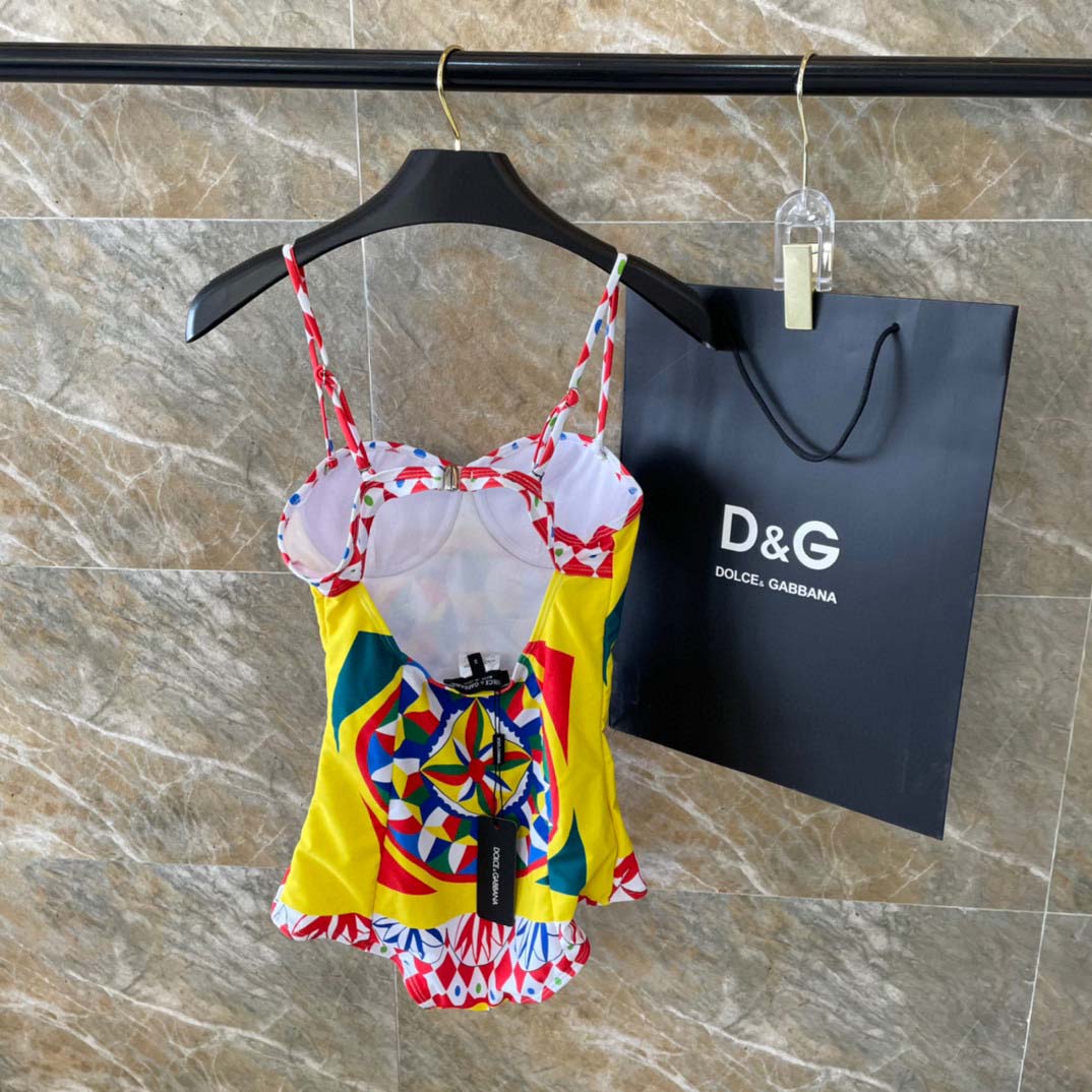 Dolce & Gabbana Carretto-print Balconette One-piece Swimsuit - DesignerGu